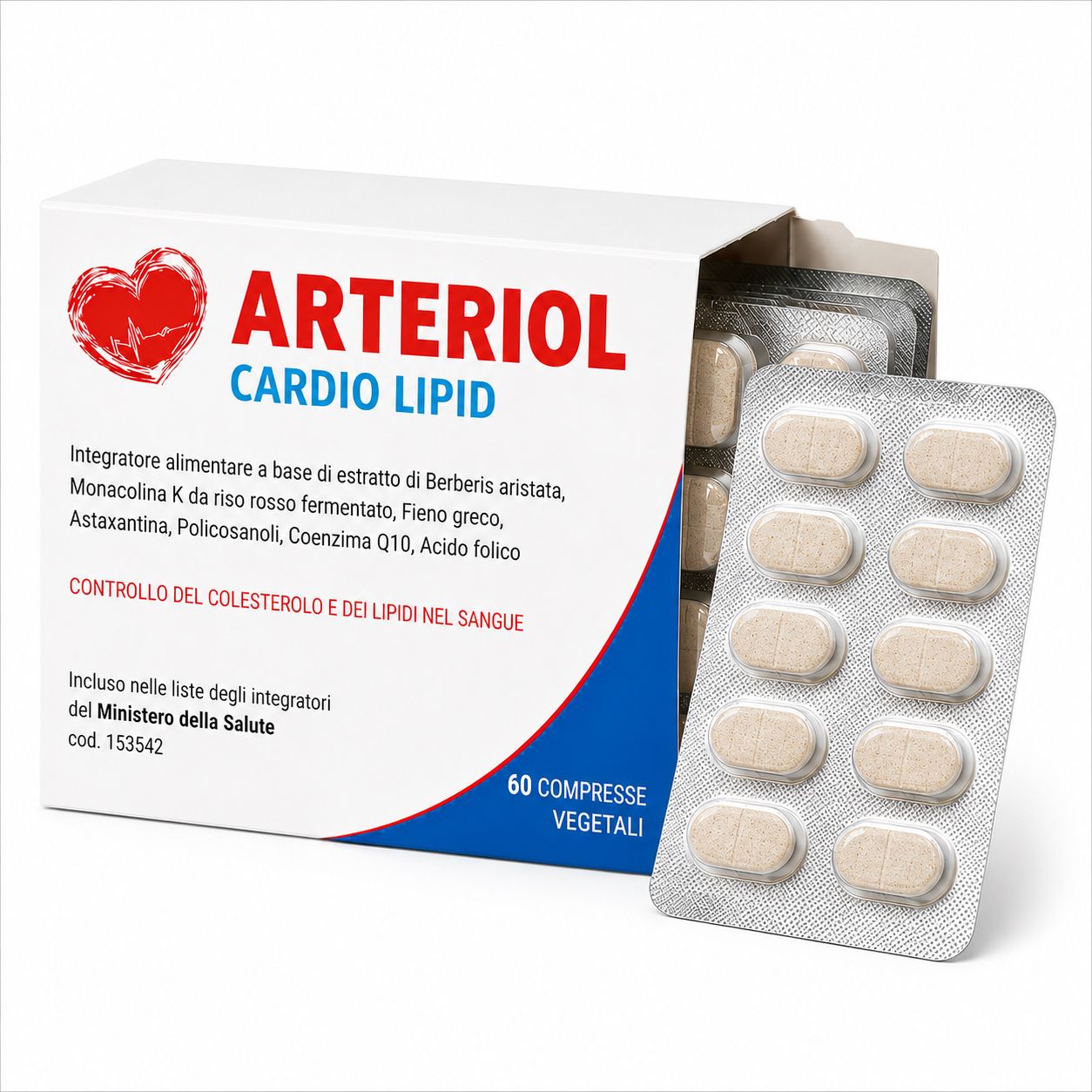 Arteriol Integratore per il Colesterolo Berberina 500mg, lievito di riso rosso, policosanoli.