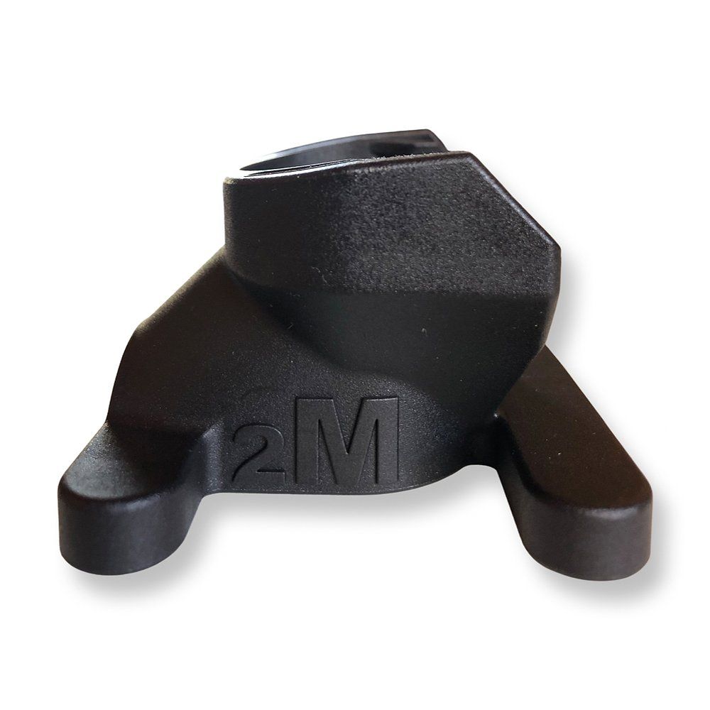 Schwarzer Hantelverschluss mit abgerundeten Kanten. Geprägt: 2M.