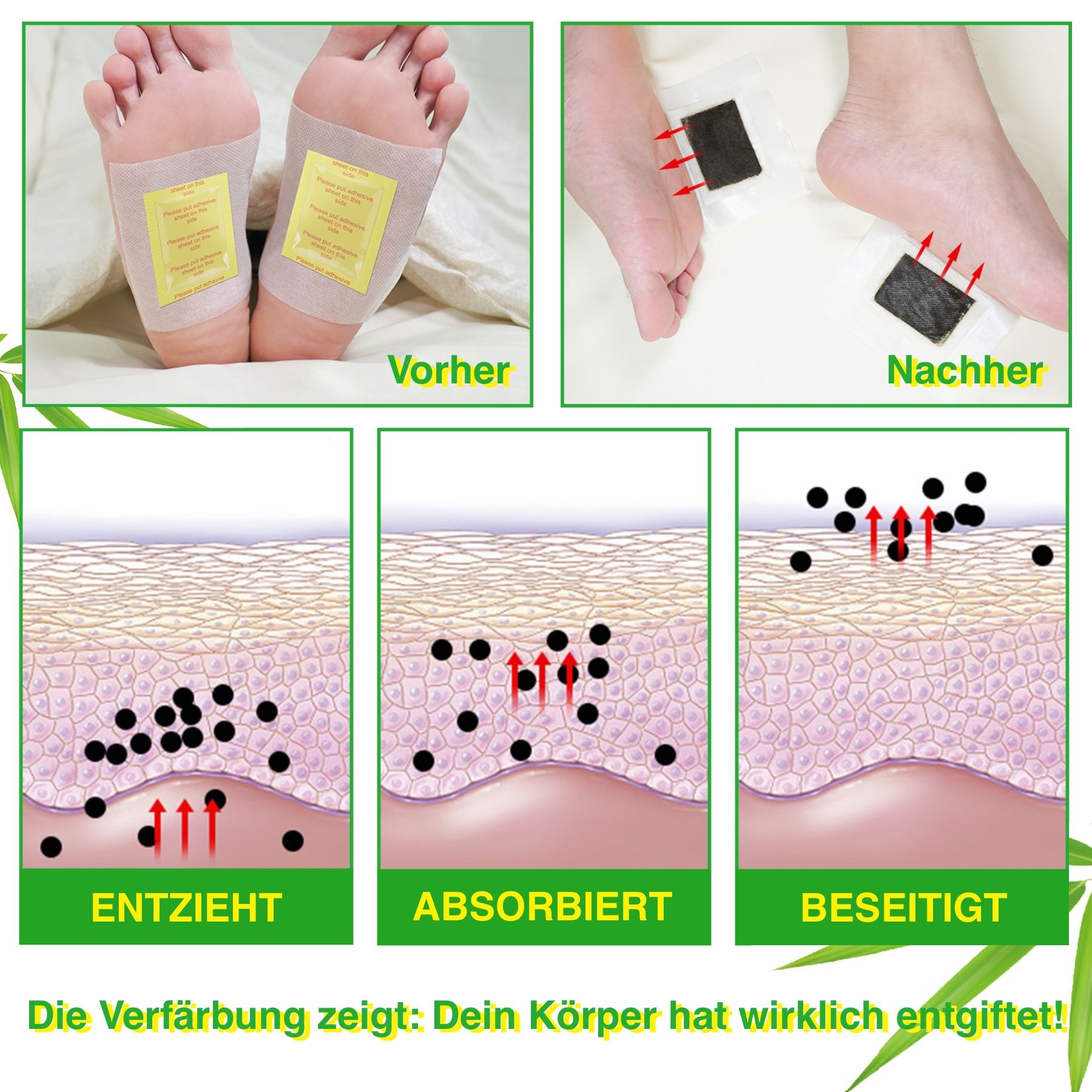 ALIVER Fußpflaster Detox mit Bambusessig und Ingwer Extrakt