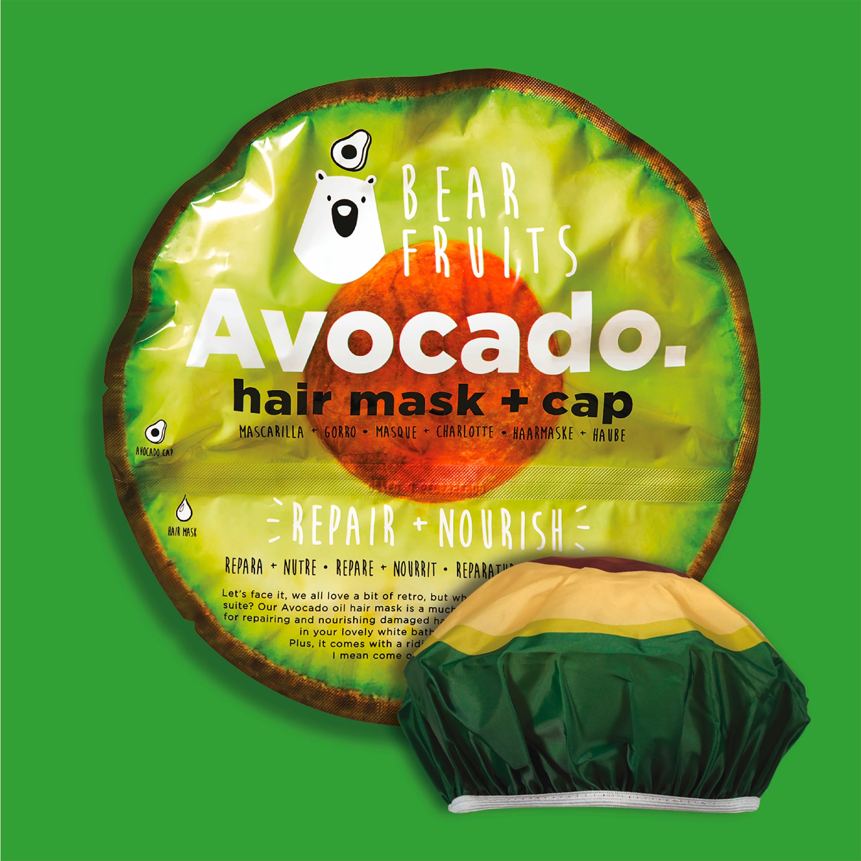 Bear Fruits - Haarmaske "Avocado" - Hair mask + cap