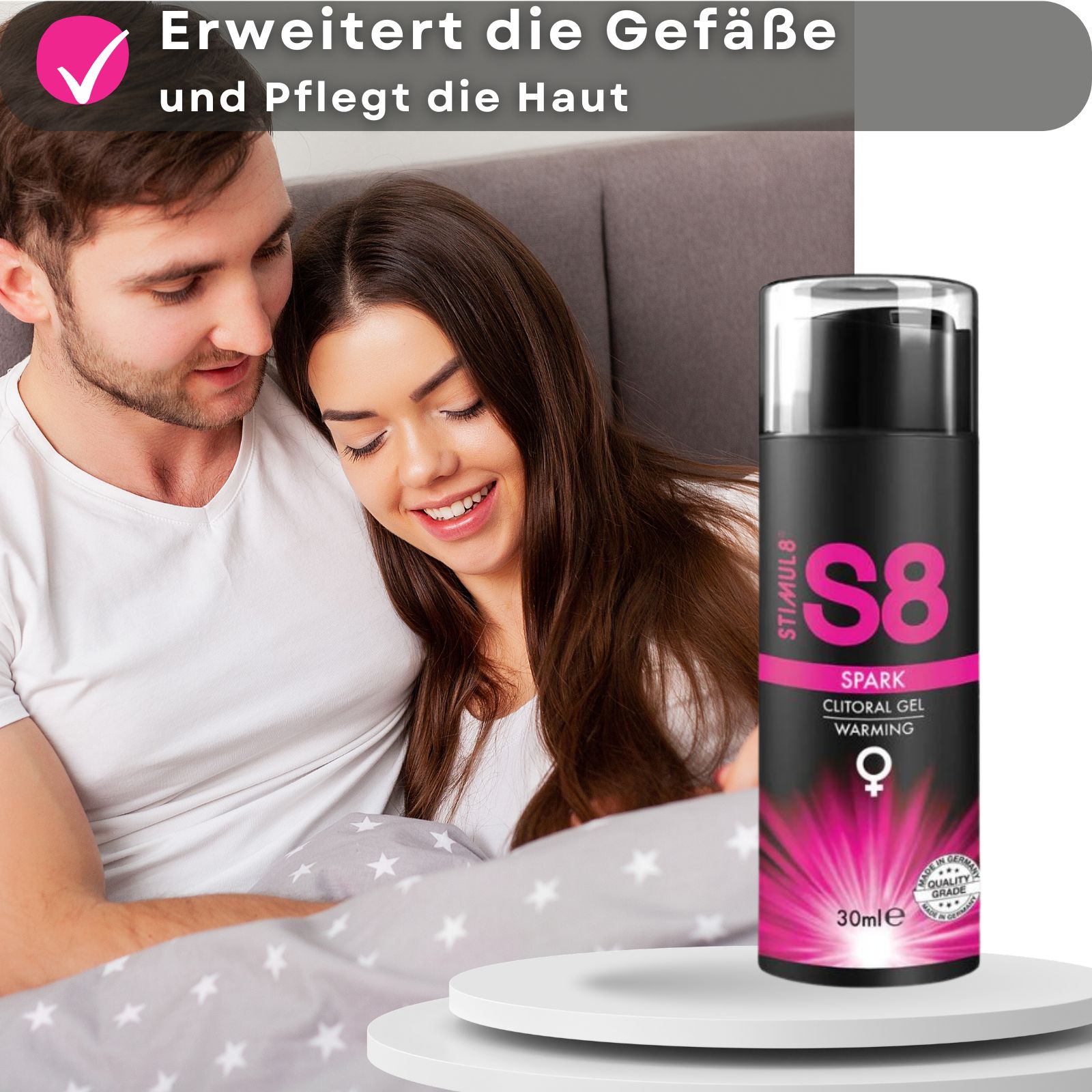 S8 Spark Clitoral Gel Warming Flasche, 30ml. Erweitert die Gefäße und pflegt die Haut.