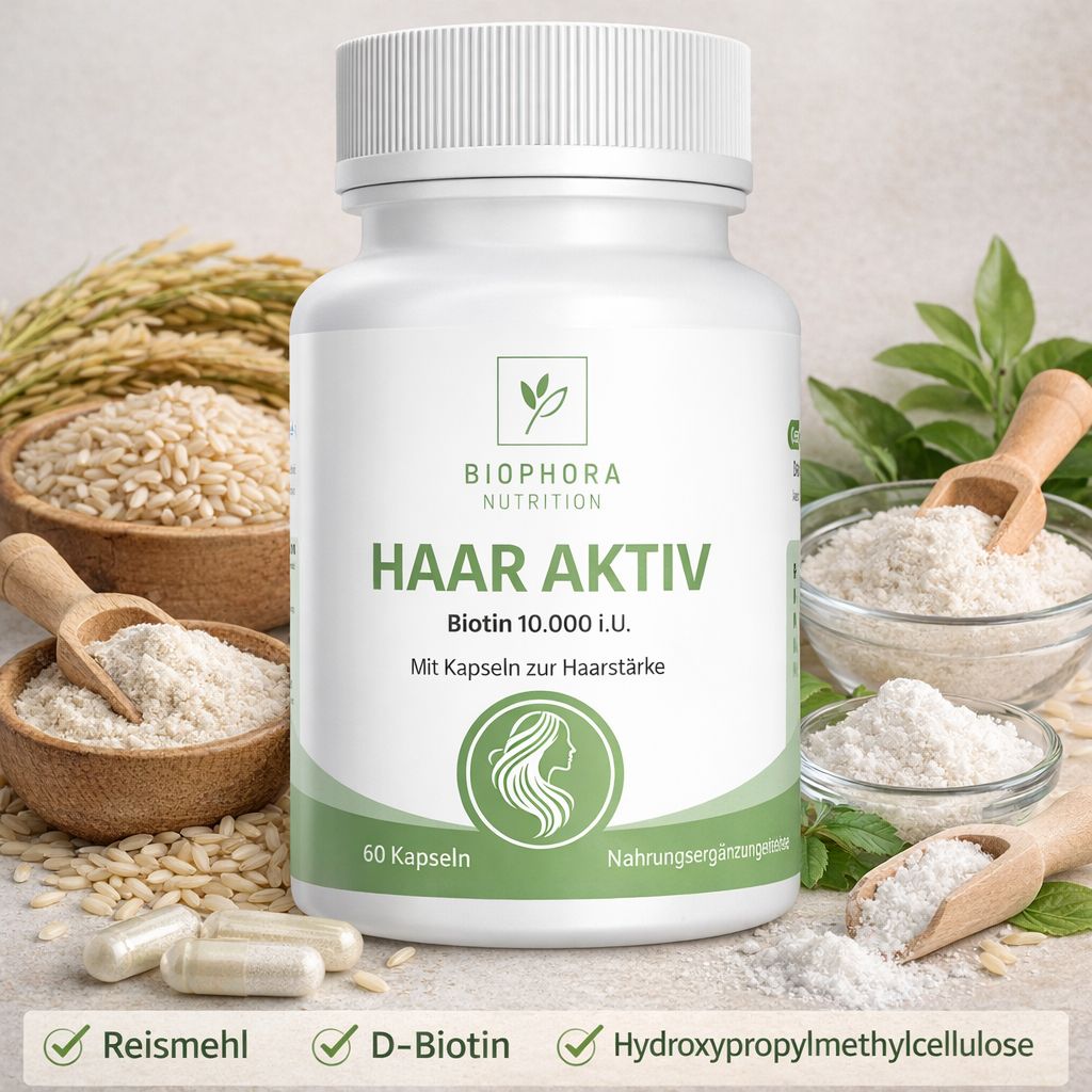 Haar Aktiv Biotin 10.000 µg | hochdosierte Biotinkapseln für Haare, Haarausfall und Haarbruch