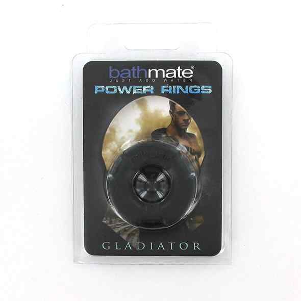 Verpackung mit schwarzem Ring, Aufschrift "bathmate POWER RINGS GLADIATOR".