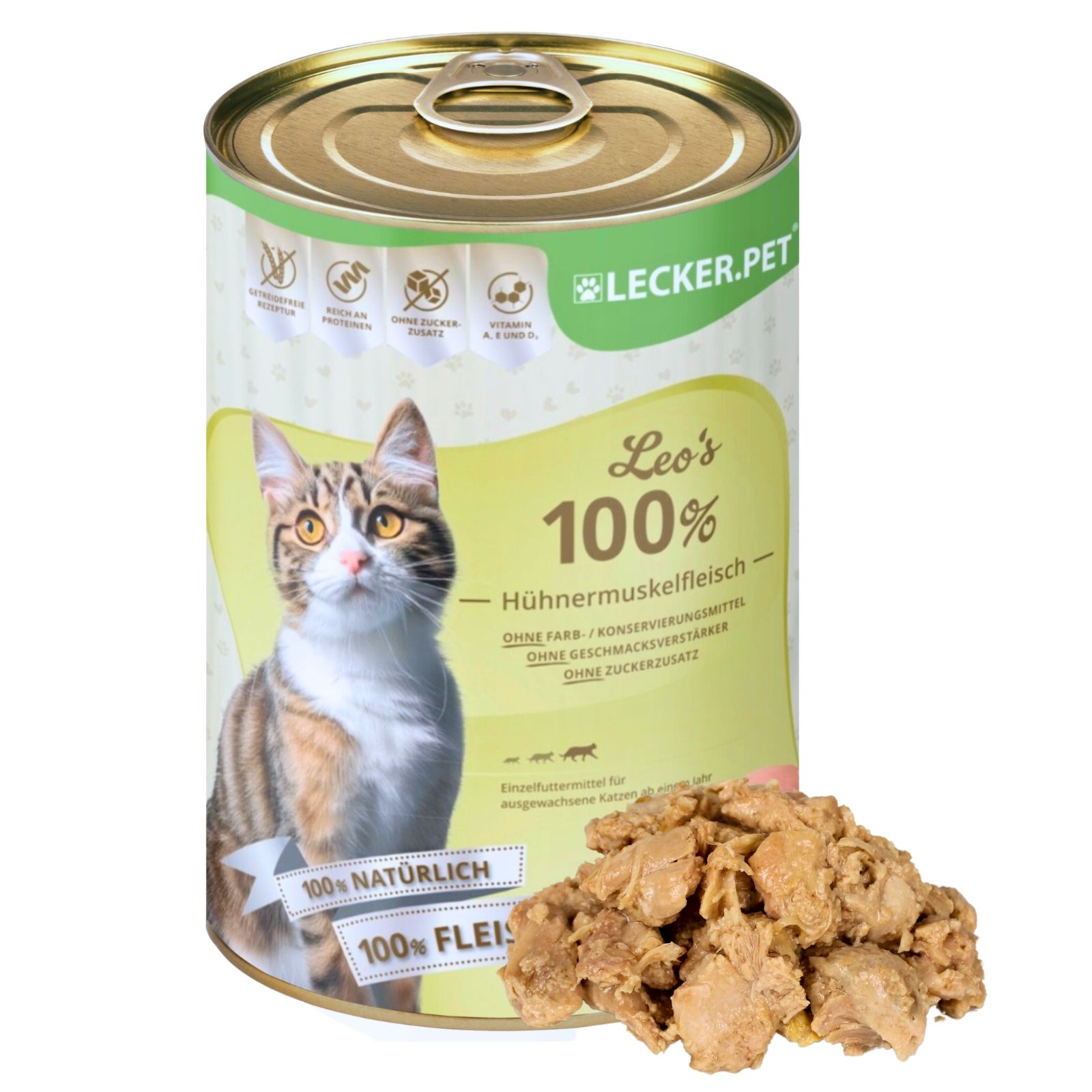 Lecker.Pet® Leo's 100 % Hühnermuskelfleisch Katzenfutter Nassfutter