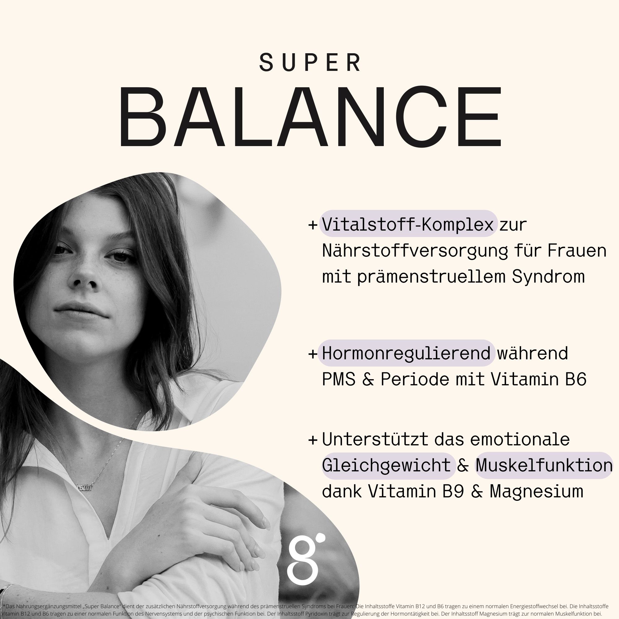 Text mit Informationen zu Super Balance. Enthält Informationen zu Inhaltsstoffen und deren Wirkung.