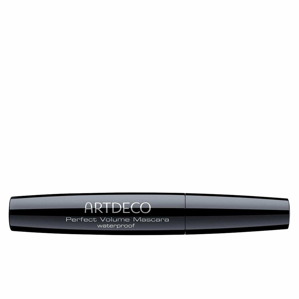 Schwarze Mascara-Tube. Auf der Tube steht "ARTDECO Perfect Volume Mascara waterproof".