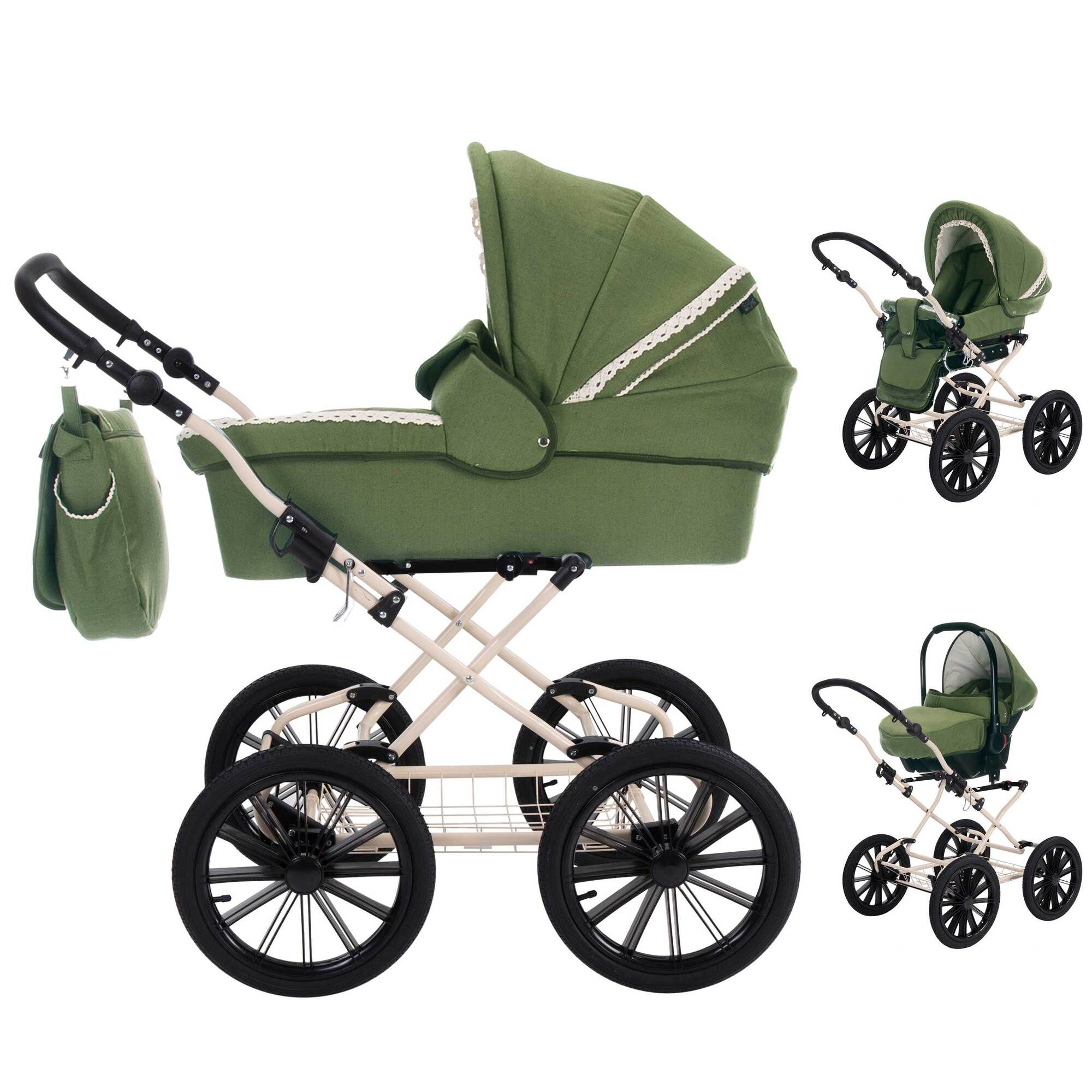 Friedrich Hugo Natureline 3 in 1 Kinderwagen Set Öko Nostalgie Kinderwagen, Edward Forrest Creme