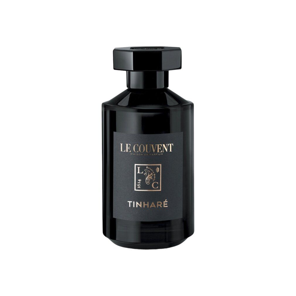 Le Couvent Tinhare Eau de Parfum Flakon auf weißem Hintergrund. Schwarzes Glas, goldene Schrift.