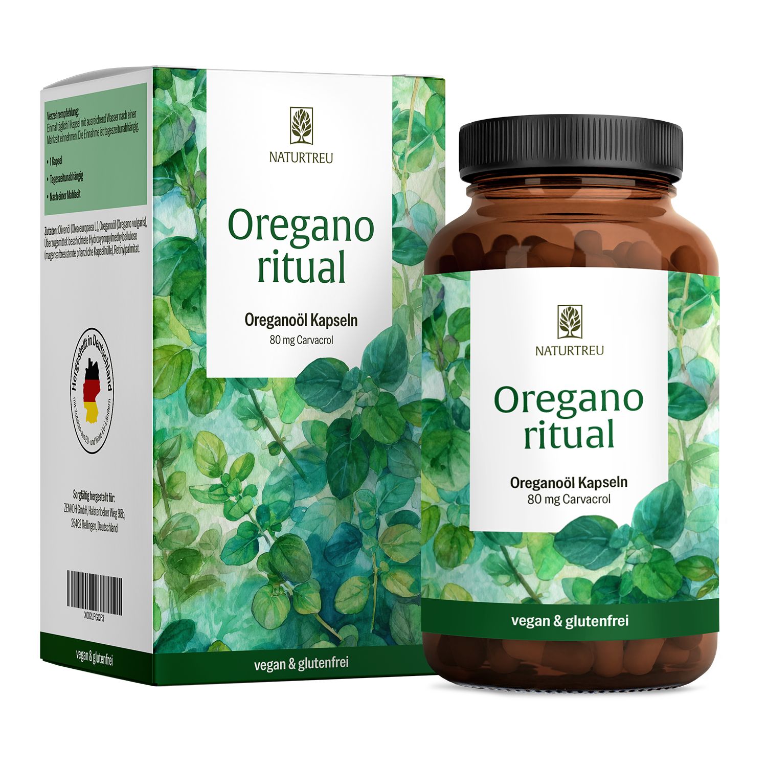 Carvacrol aus Oreganoöl + Vitamin A für das Immunsystem Oreganoritual 120 vegane Kapseln Naturtreu® 72 g