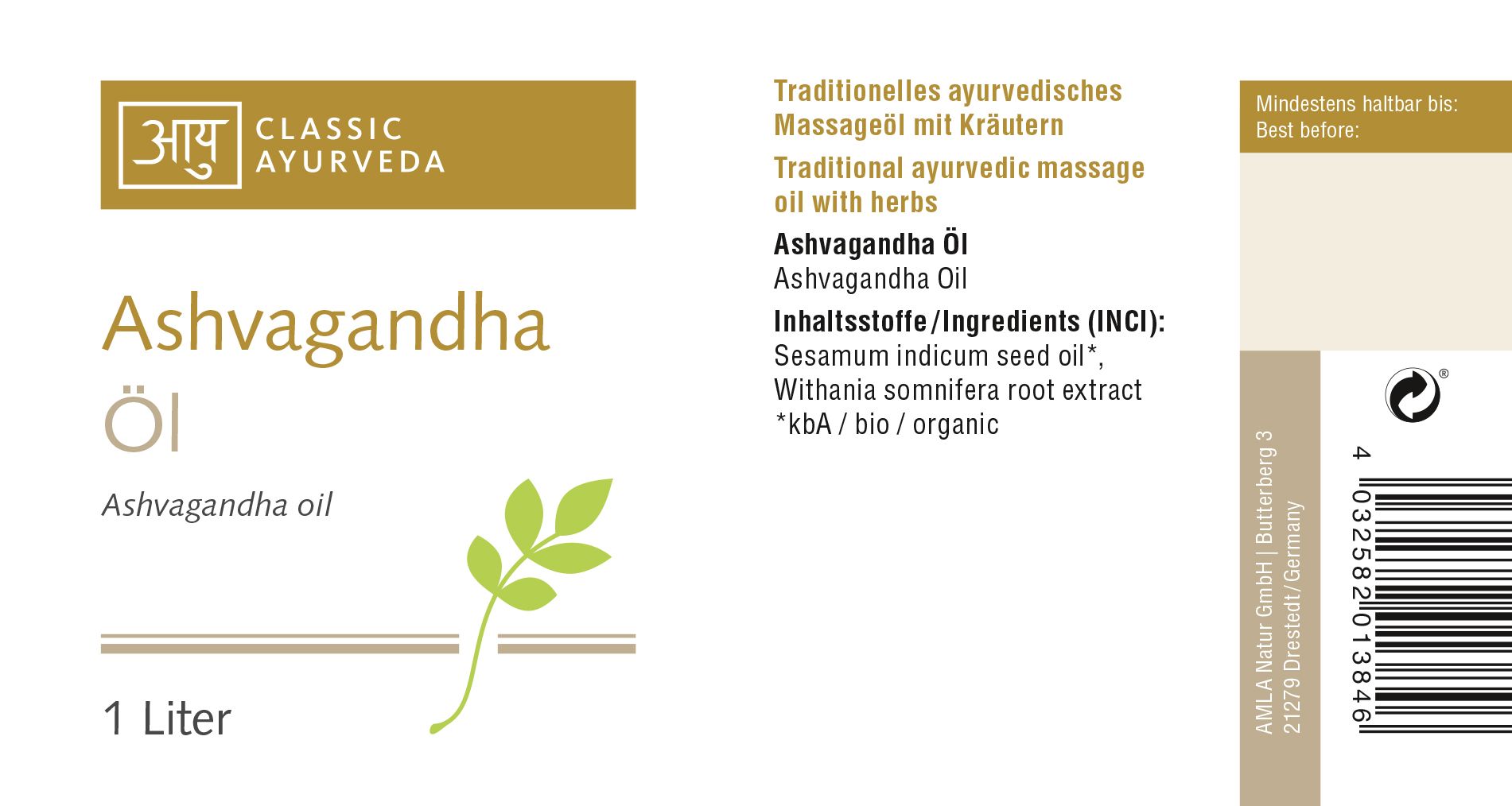 Classic Ayurveda - Ashvagandha Massageöl