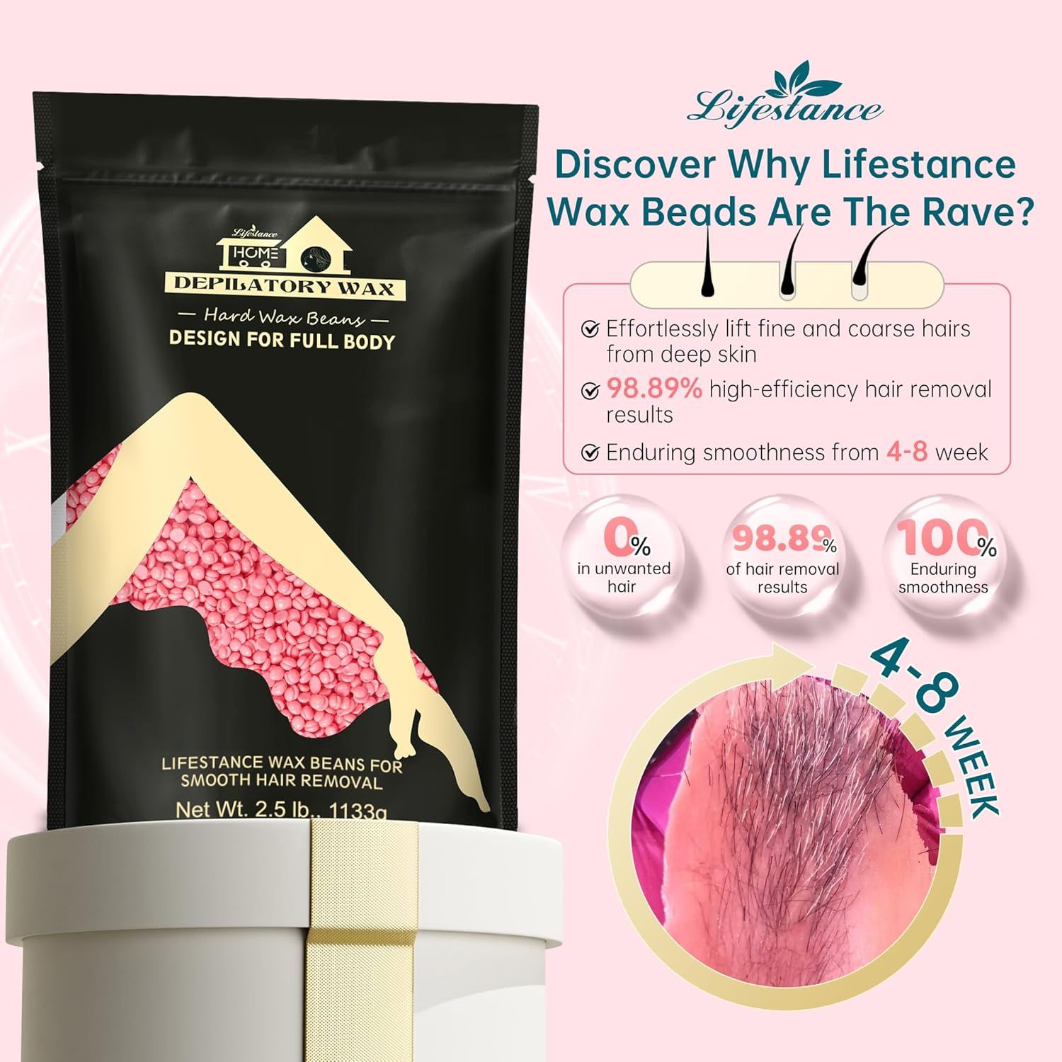 Lifestance Waxing Perlen Wachsperlen  Rose