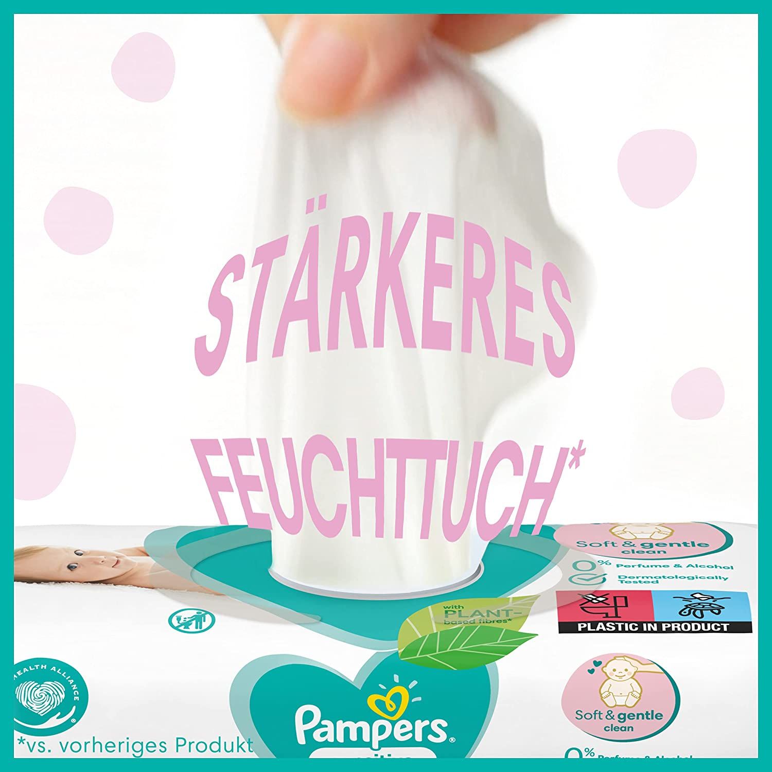 Pampers Sensitive Baby Feuchttücher, 1200 Tücher (15 x 80) ohne Duft, für eine sanfte Reinigung