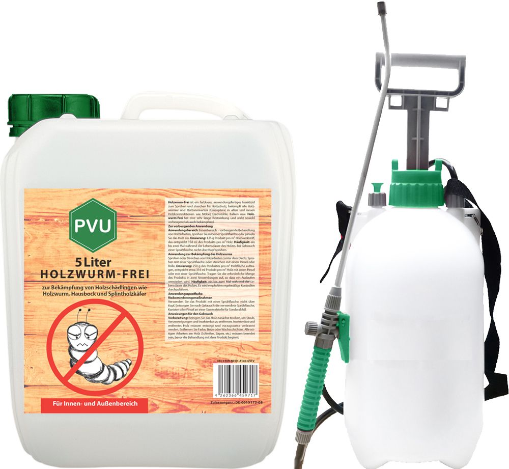 PVU Holzwurmspray mit 5L Drucksprüher
