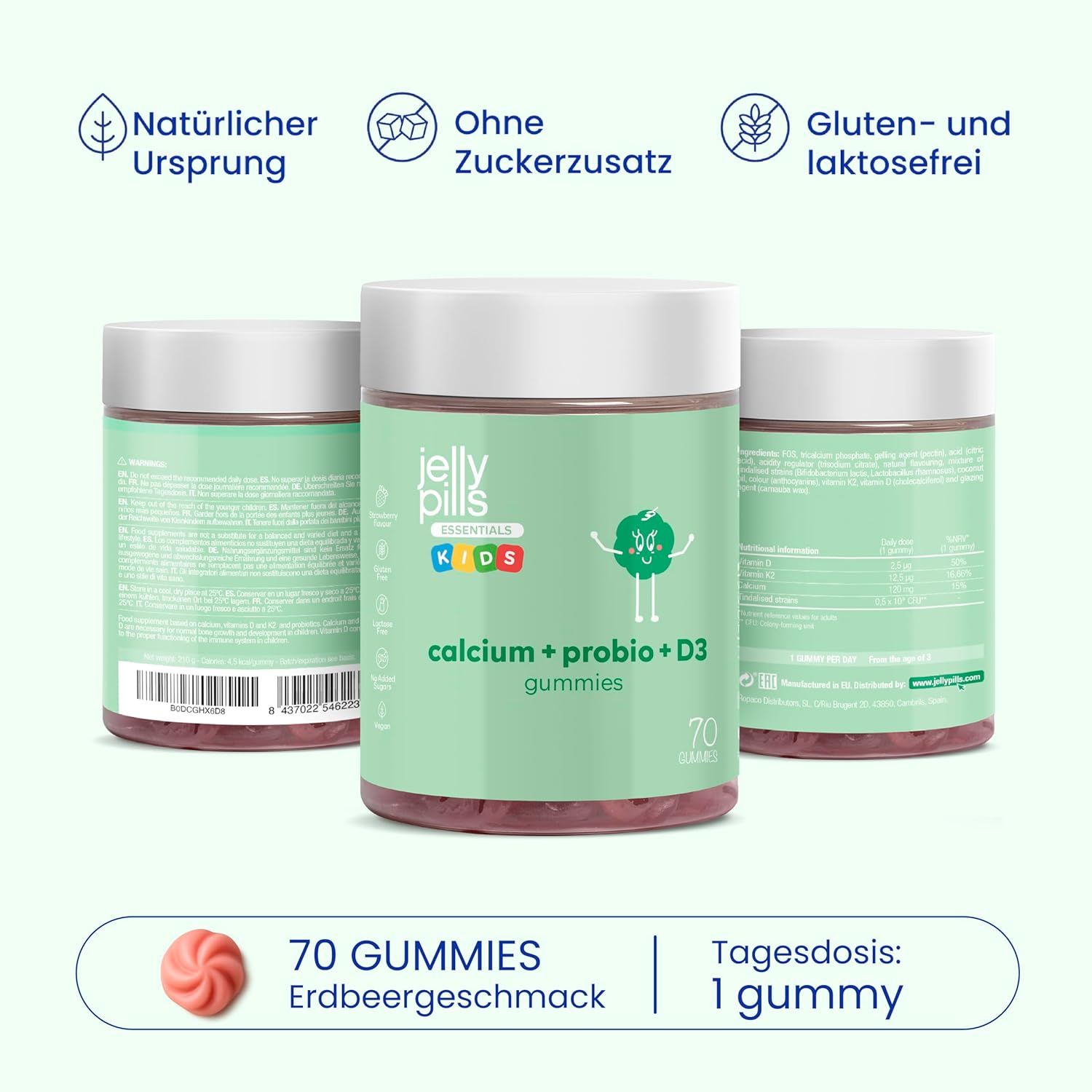 Jelly Pills Kids Calcium & Probiotic Gummies für Kinder