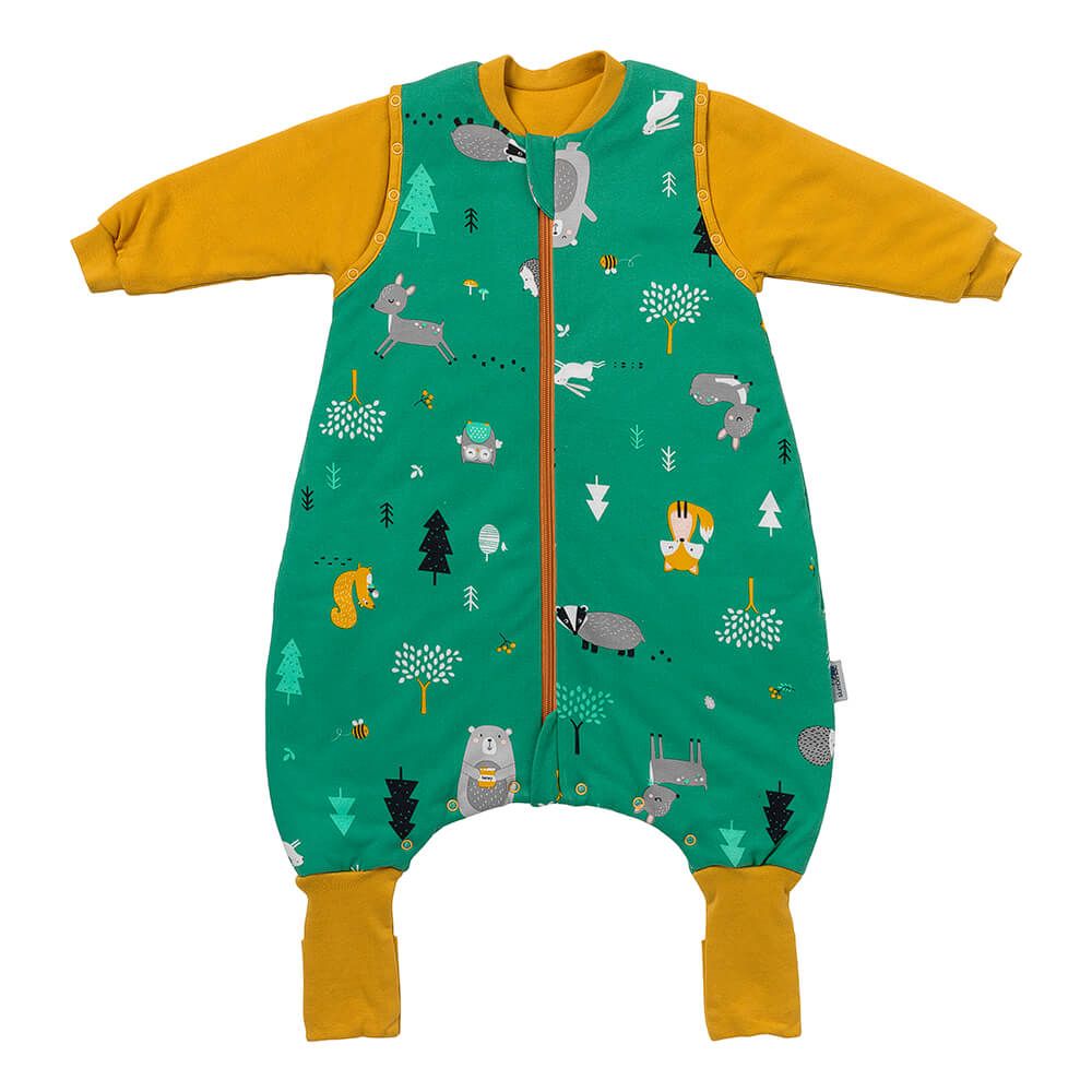 schlummersack Baby Schlafsack mit Füßen ganzjährig aus 100% Bio-Baumwolle 2.5 Tog 80 cm Waldtiere