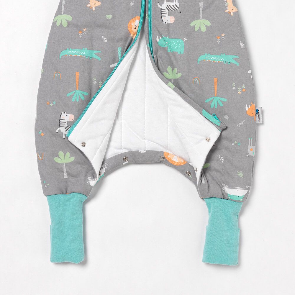 schlummersack Baby Schlafsack mit Füßen ganzjährig in Oeko-Tex Qualität 2.5 Tog 70 cm Safari