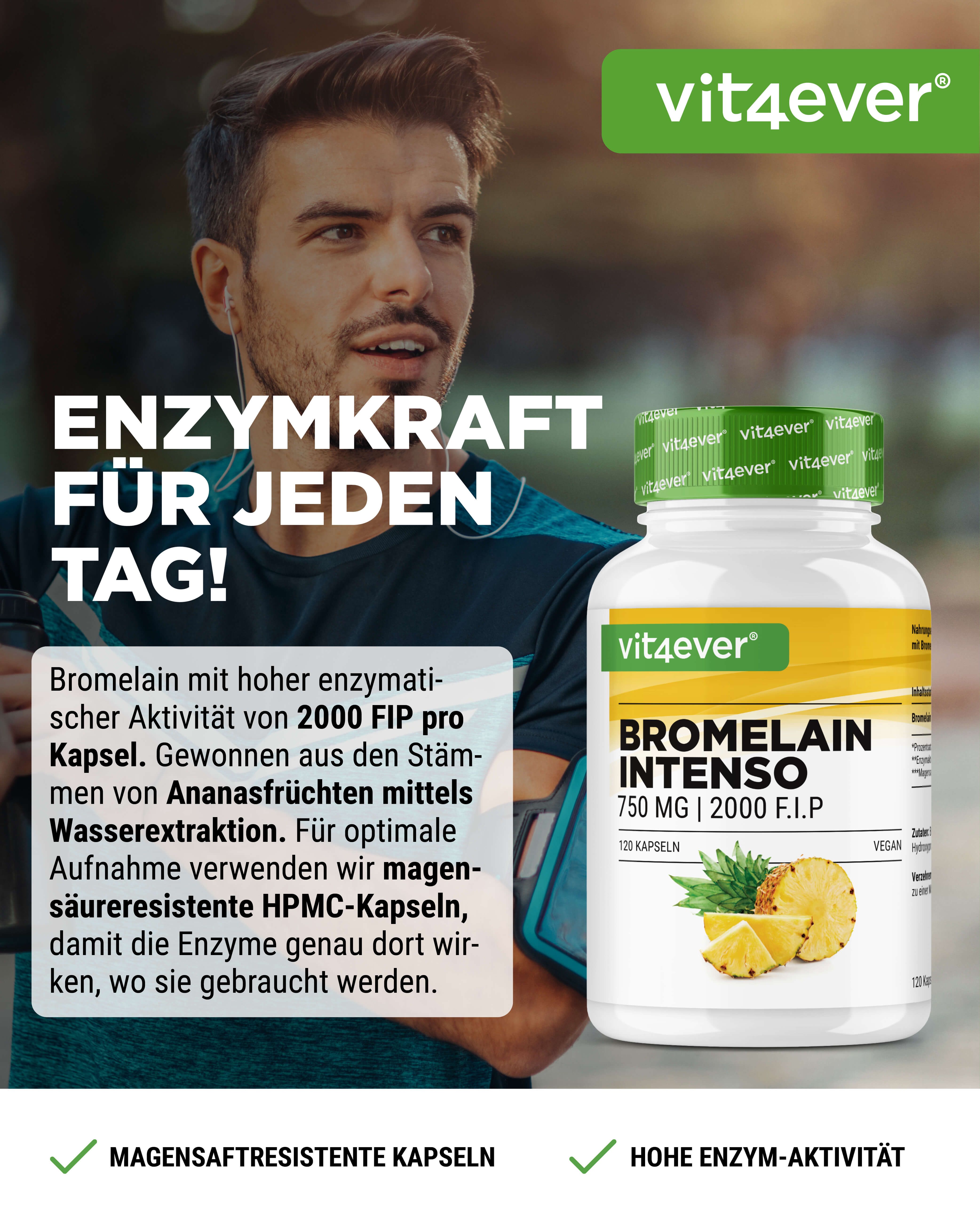 vit4ever Bromelain Intenso (2000 F.i.p) 120 St Kapseln