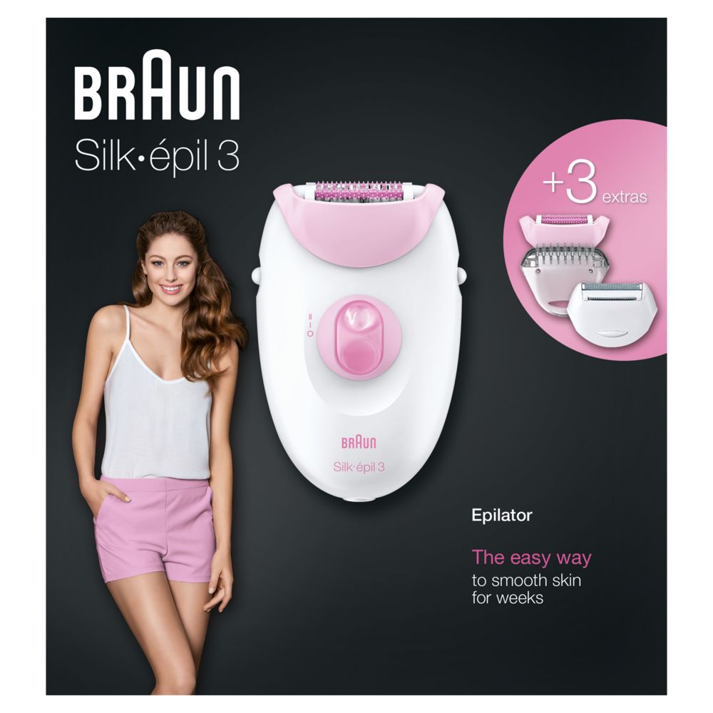 Braun - Epilierer "Silk-épil 3 Legs & Body 3270" in Pink/Weiß