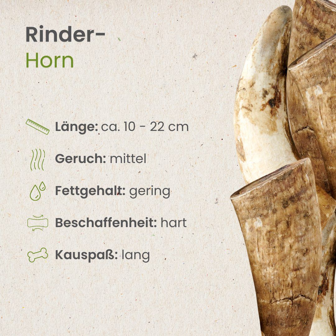 Rinderhorn: Länge ca. 10-22 cm, mittlerer Geruch, geringer Fettgehalt, hart.