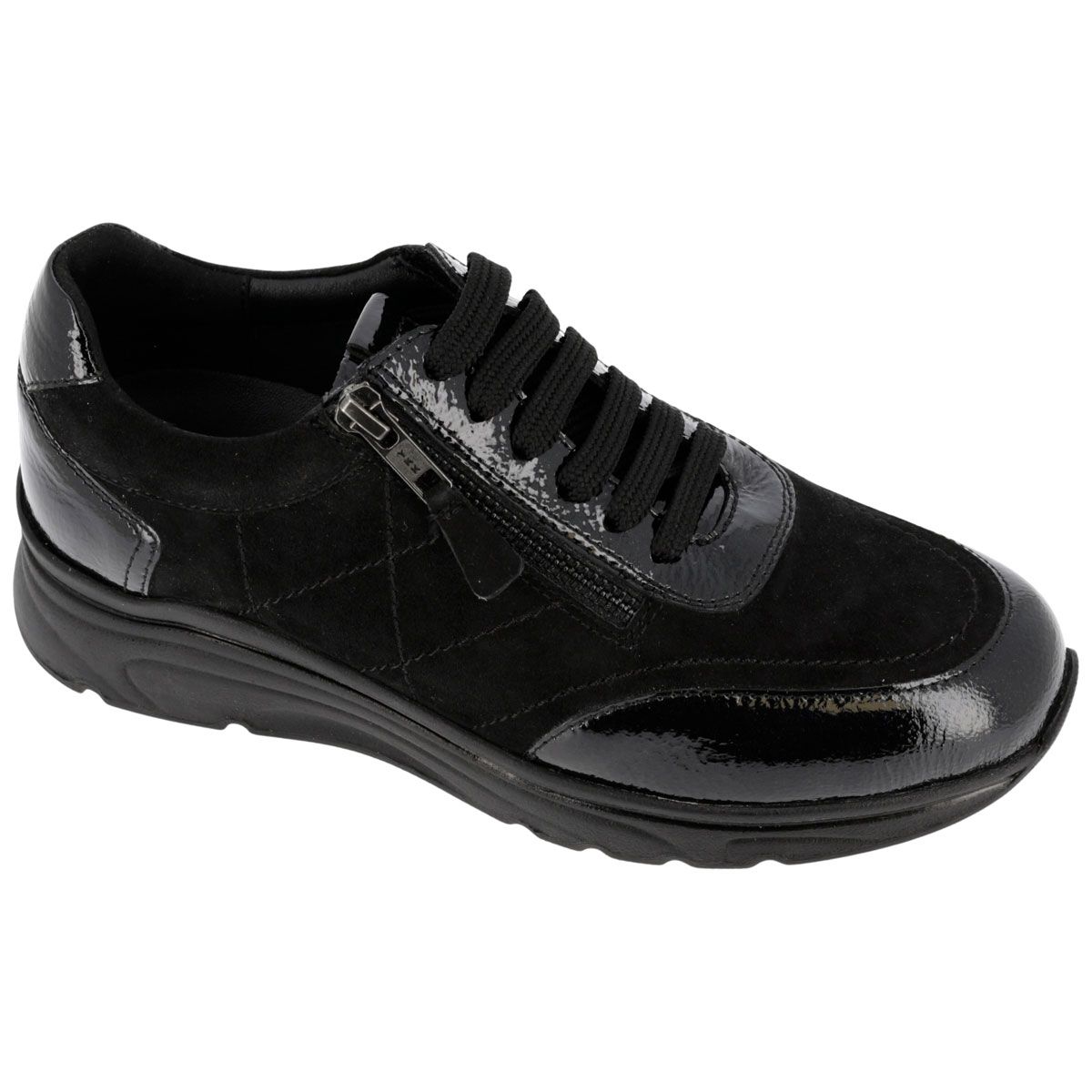 Hergos H8600 - Scarpa donna in pelle e camoscio con doppia allacciatura e plantare estraibile.