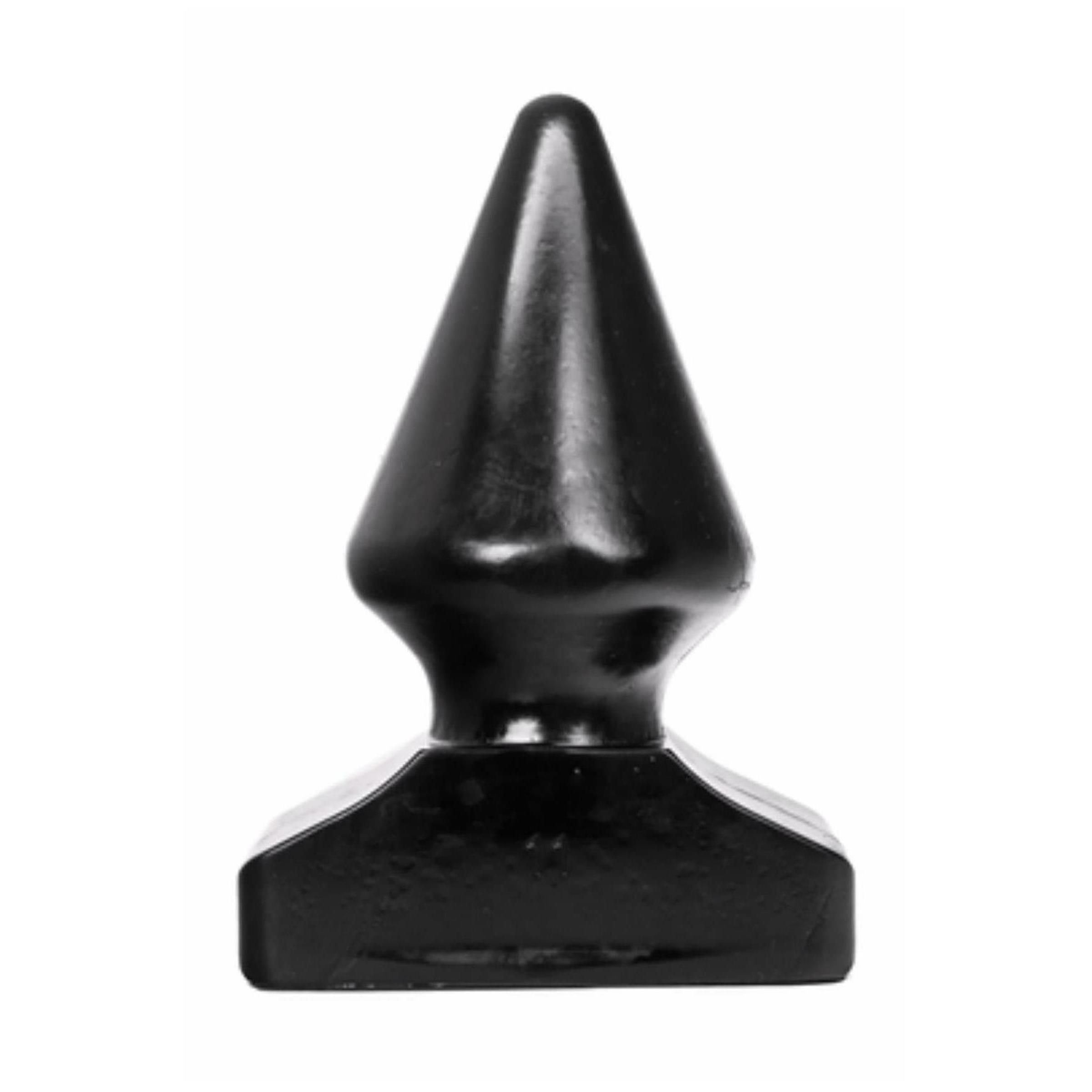 Schwarzer Butt Plug. Kegelförmiger Aufsatz, breite Basis.