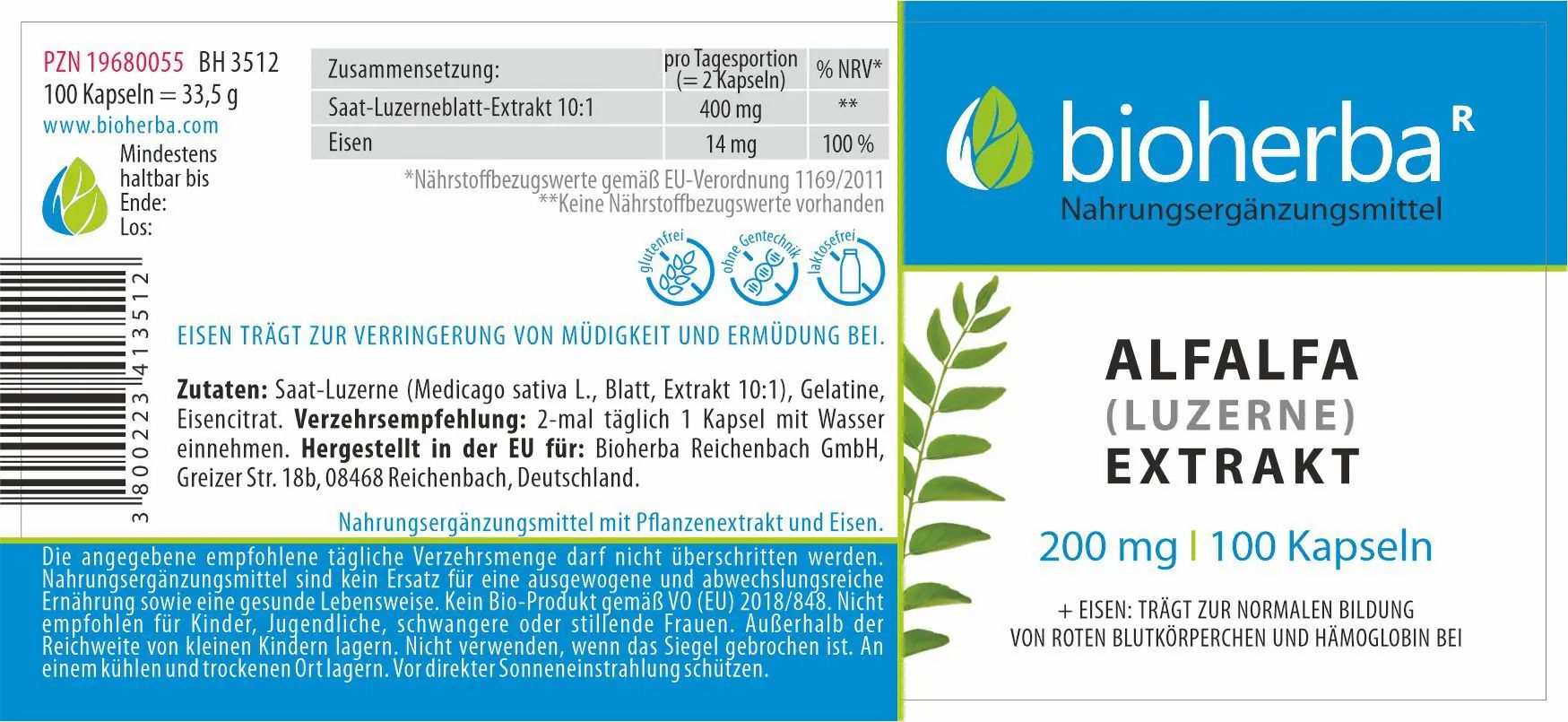 Bioherba Alfalfa (Luzerne) Extrakt Kapseln