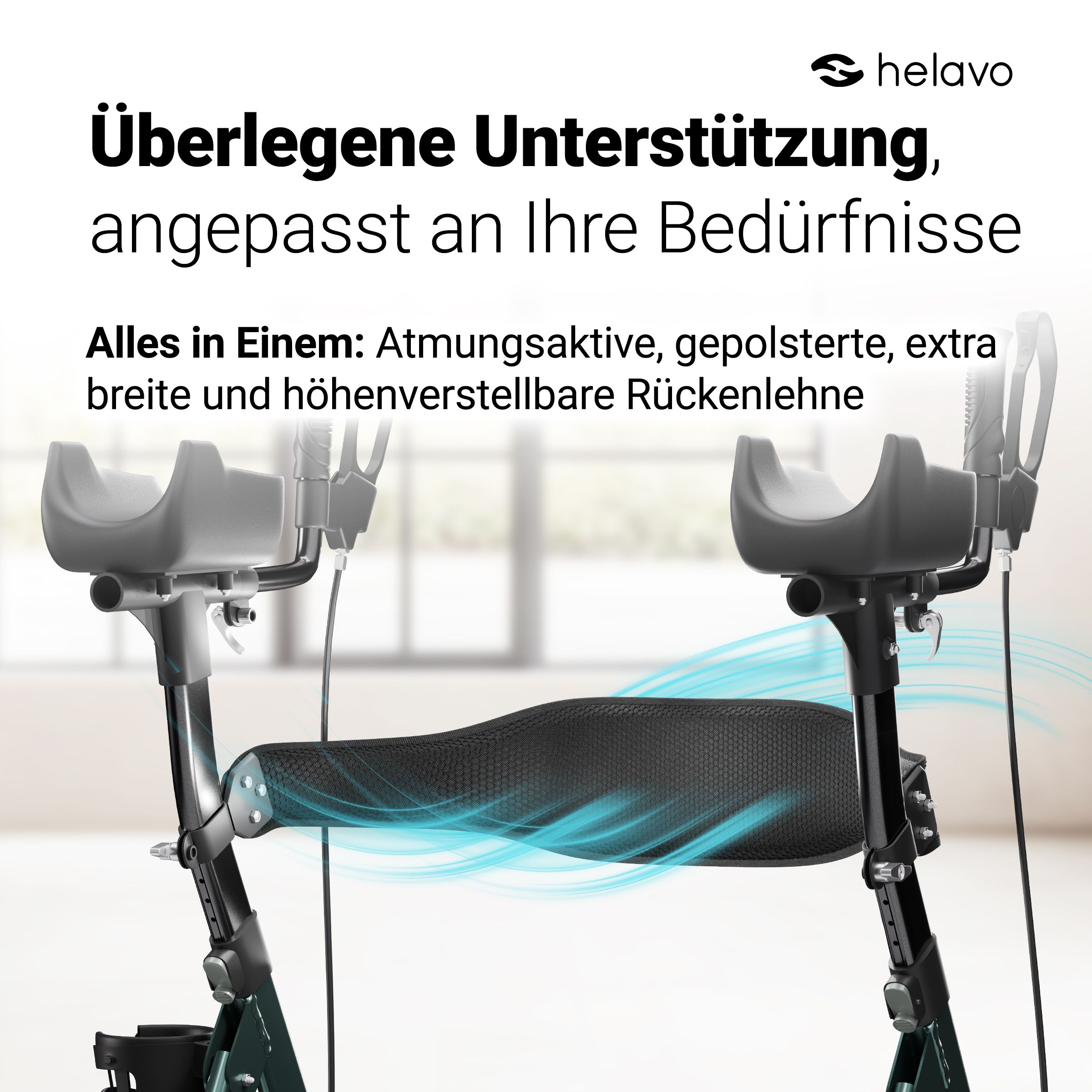 Helavo XXL Schwerlast Arthritis Rollator breit Stand Up Gehhilfe mit Armlehnen bis 226kg