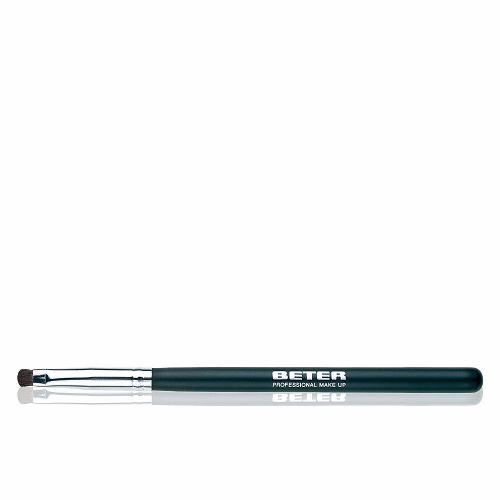 Dunkelgrüner Pinsel mit silberner Zwinge und braunen Borsten. Aufschrift: BETER PROFESSIONAL MAKE UP.
