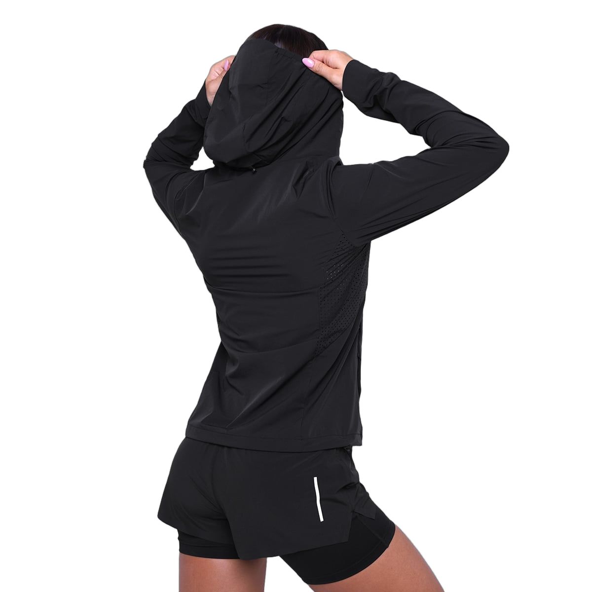 GymBeam Jacke Damen Slim mit Kapuze und Reißverschluss Pulse Black