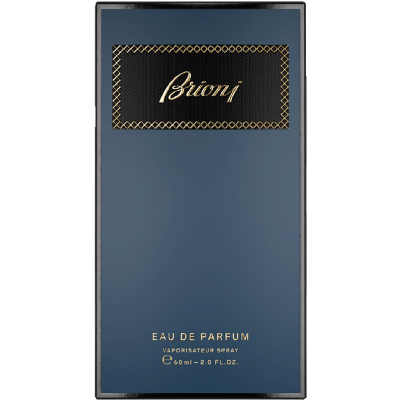 Blaue Schachtel mit goldfarbener Aufschrift "Brioni".