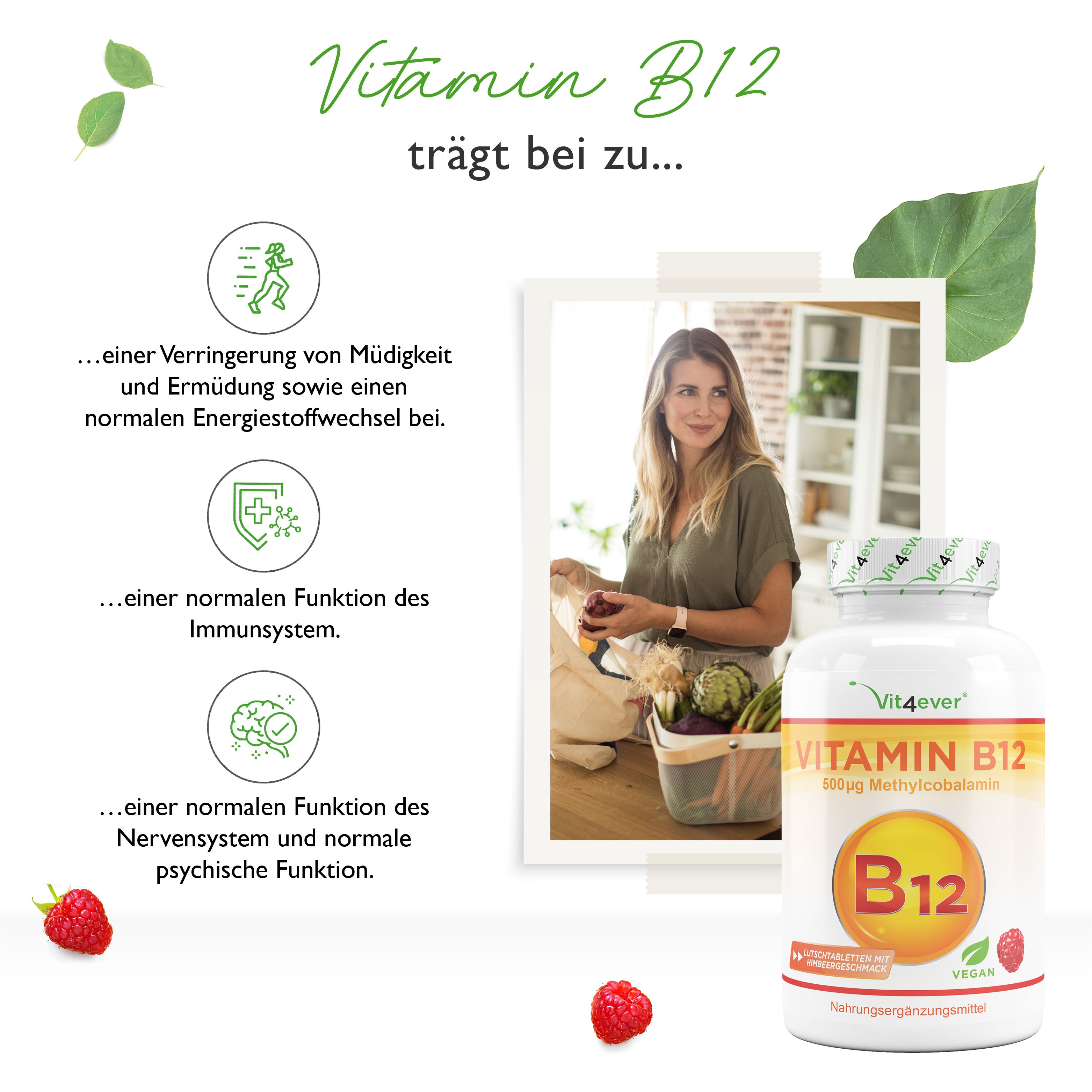 vit4ever Vitamin B12 500 mcg Aktives Methylcobalamin 365 St Lutschtabletten