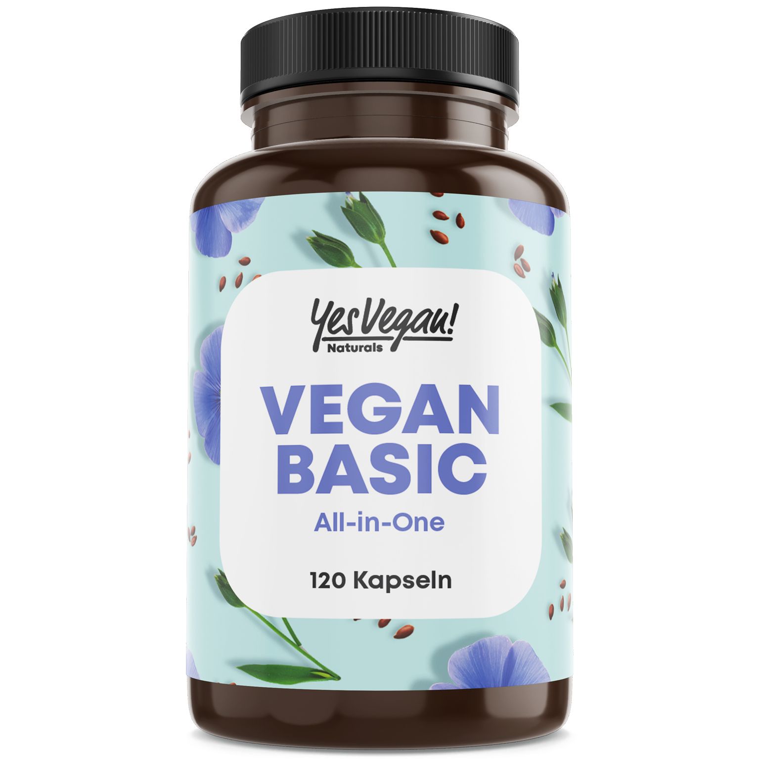 Yes Vegan® Vegan Basic - Vitamin B12 K2 D3 Eisen Zink Selen und Omega 3 - Kapseln