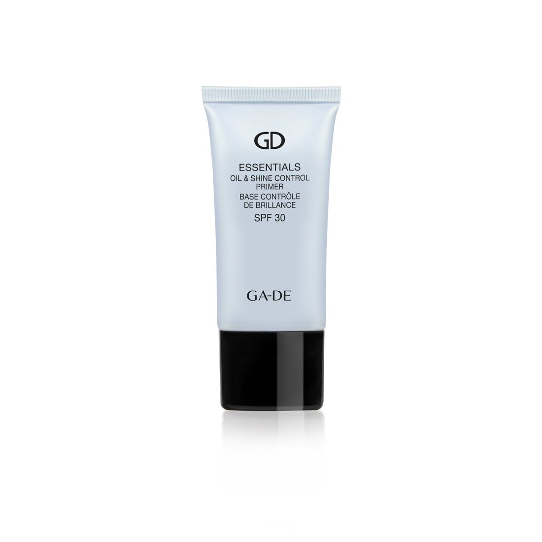 Tube mit Primer. Aufschrift: GD Essentials Oil & Shine Control Primer SPF 30. Schwarzer Verschluss.
