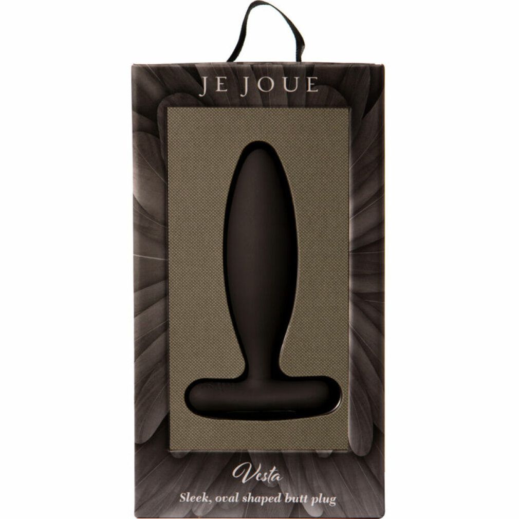 Verpackung mit schwarzem Analplug. Marke Je Joue. Produktname Vesta. Text: Sleek, oval shaped butt plug.