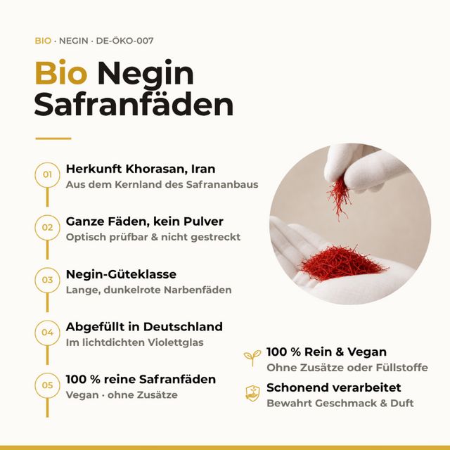 SUNNAFRUCHT® Premium Handverlesene BIO Negin Safranfäden