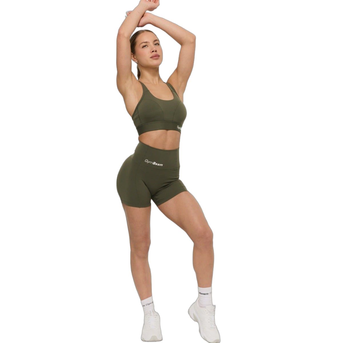 GymBeam Sport-BH Damen Combat mit verstellbaren Trägern in Olive Grey