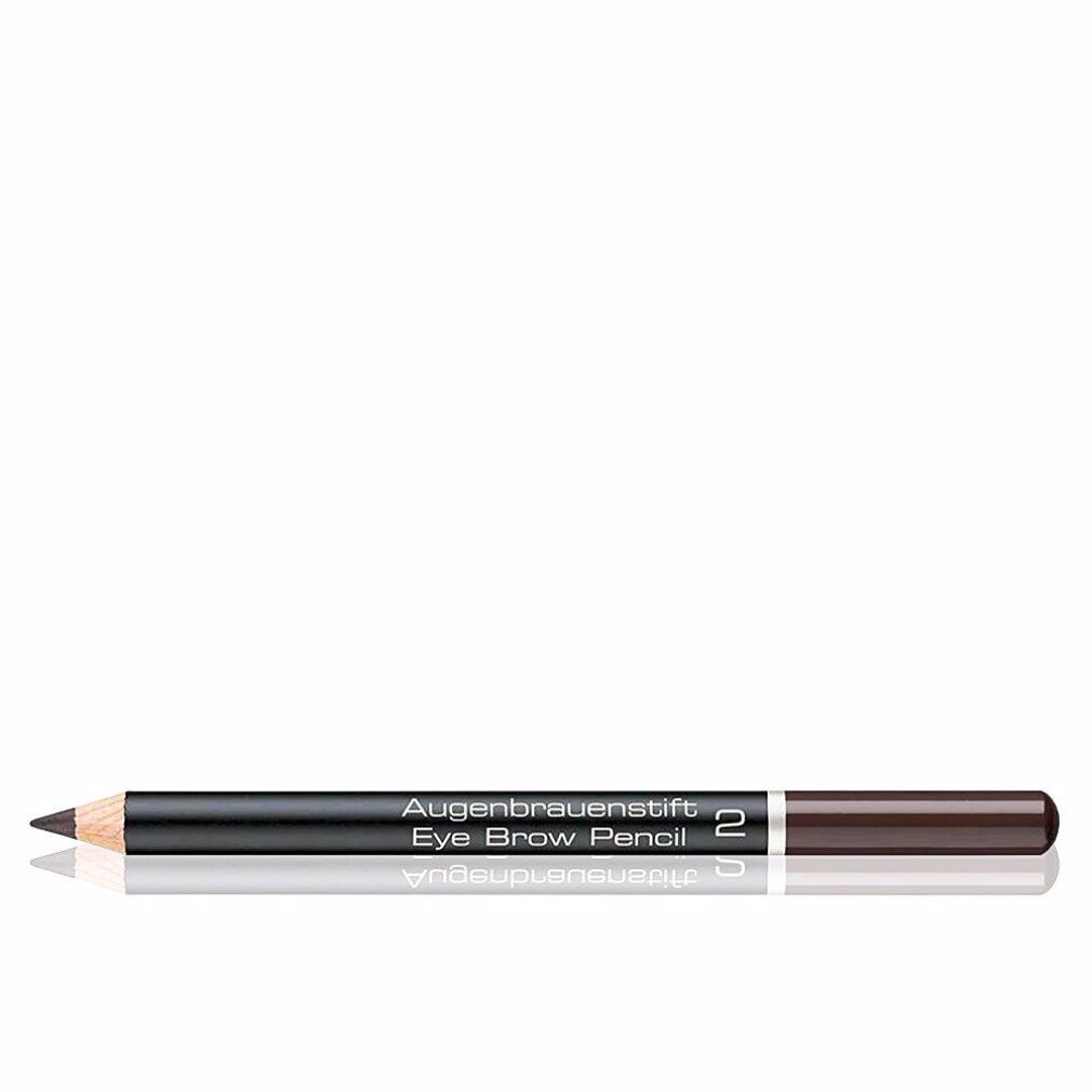 Augenbrauenstift 2 Intensive Brown. Dunkelbrauner Stift mit schwarzem Schaft. Aufschrift: Augenbrauenstift, Eye Brow Pencil.