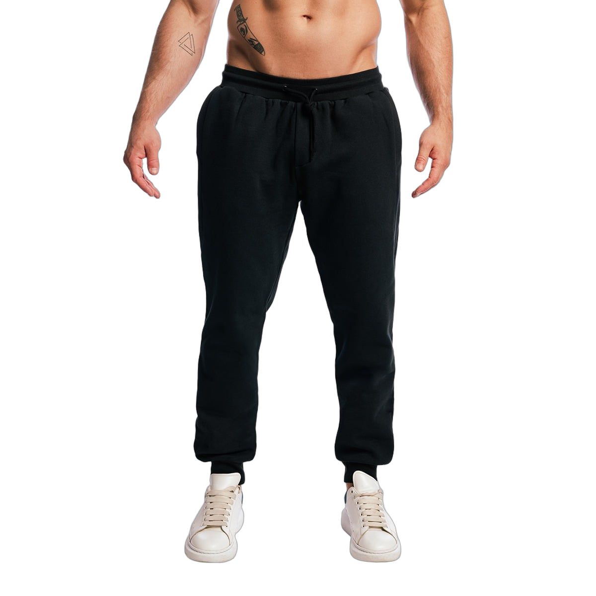 GymBeam Jogginghose Herren oversized mit Kordelzug und Taschen in Black 1 St