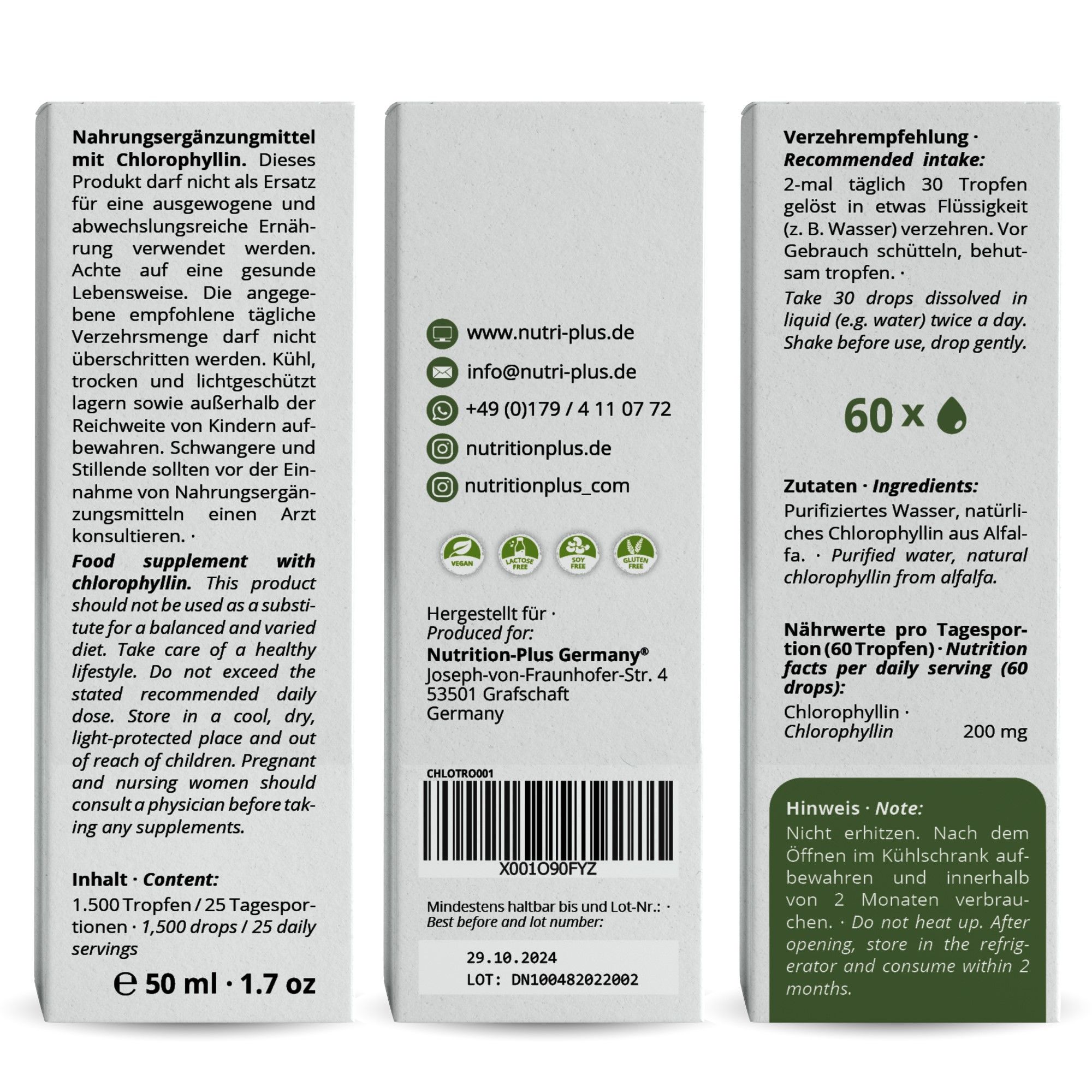 Nutri+ Chlorophyll Liquid Greens
