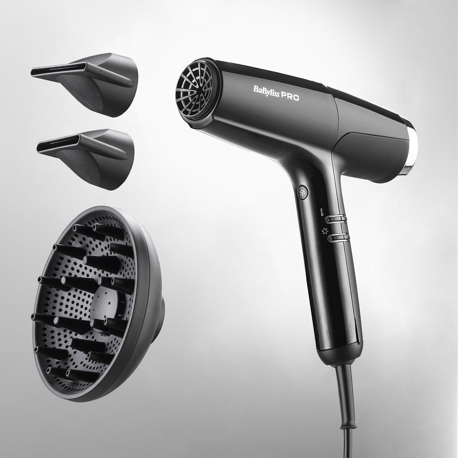 BaBylissPRO Falco Haartrockner Digital Highspeed Schwarz/Silber BAB8550BE