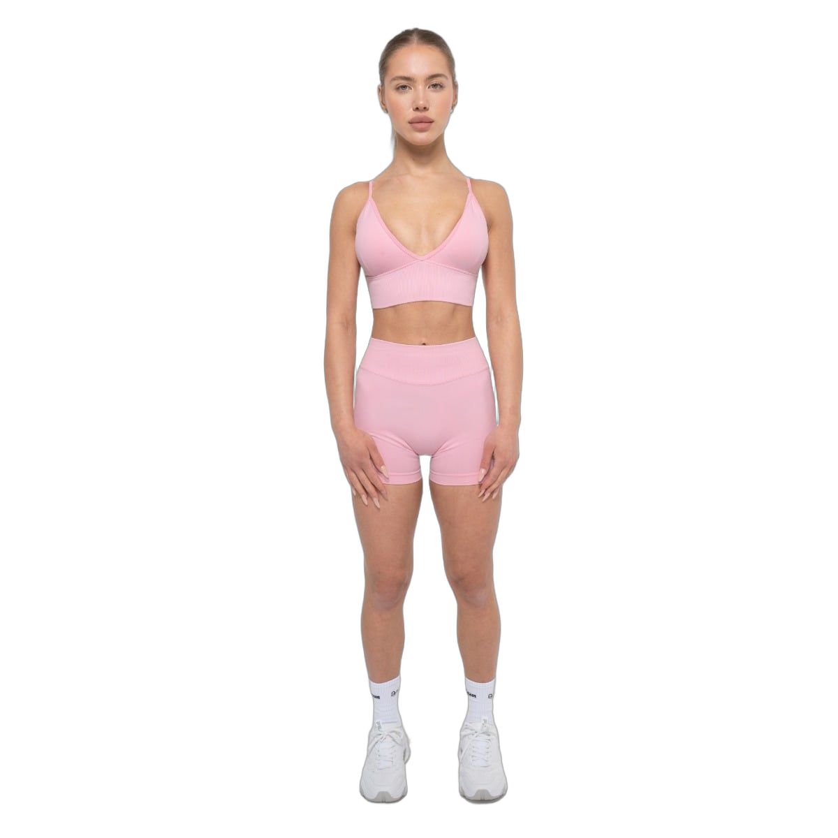 GymBeam Sport-BH Damen nahtlos mit V-Ausschnitt in Babyrosa