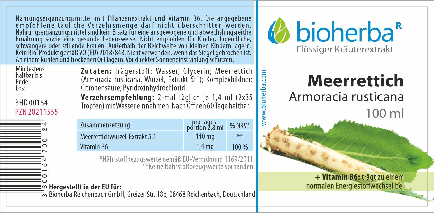 Bioherba Meerrettich Armoracia rusticana Tropfen Tinktur