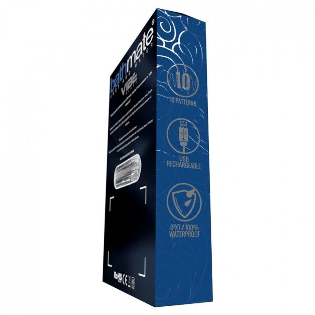 Verpackung mit Aufschrift: bathmate, Vibe. Enthält Informationen zu Funktionen und Zertifizierungen.