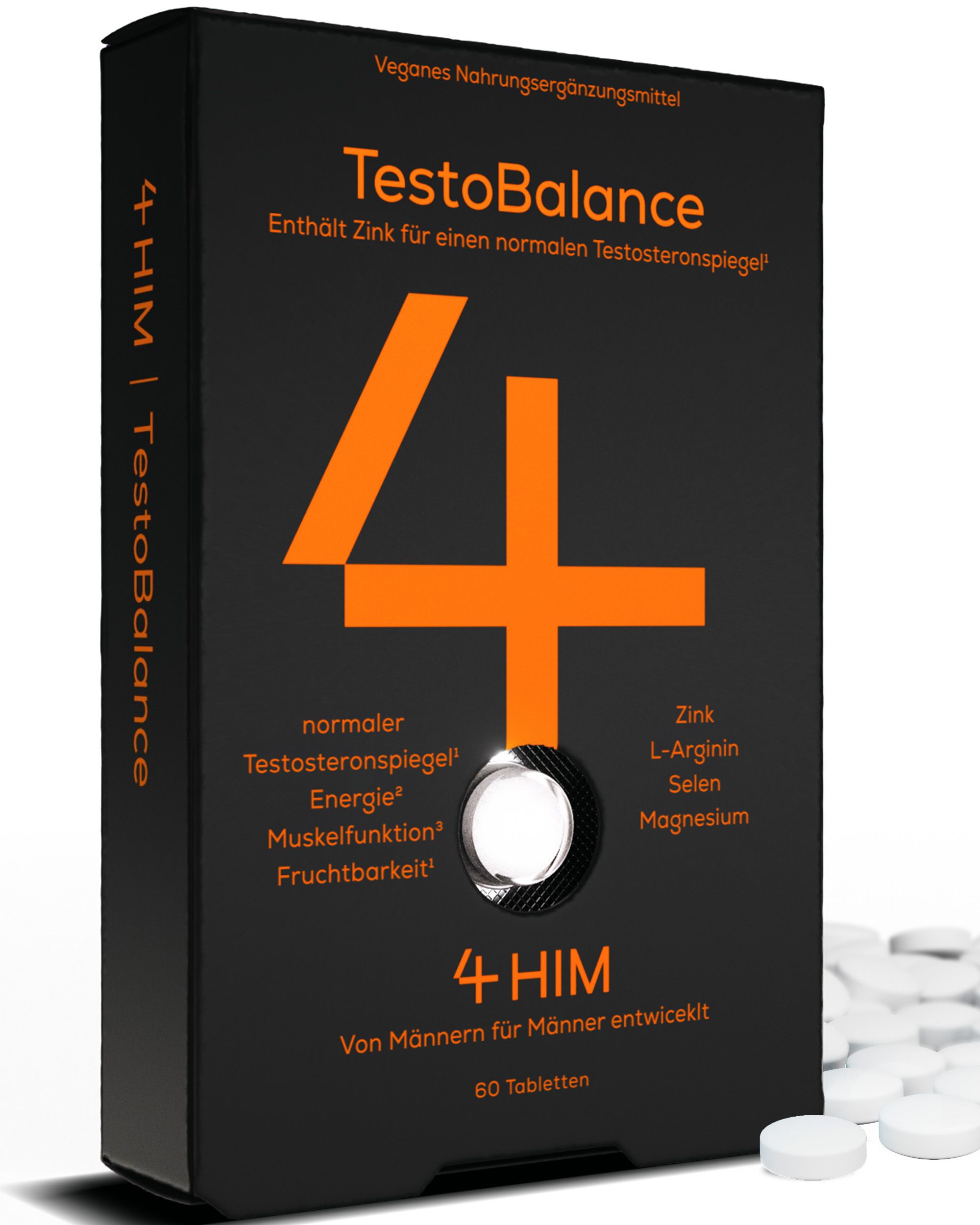 4HIM TestoBalance - Energie und Muskelfunktion - Mit Zink, Ginseng & L-Arginin