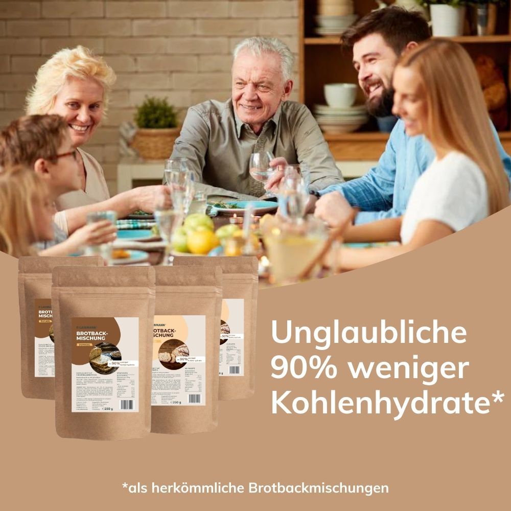 Laibmann's kohlenhydratreduzierte Brotbackmischungen - Spar-Paket 4x250 g Pulver