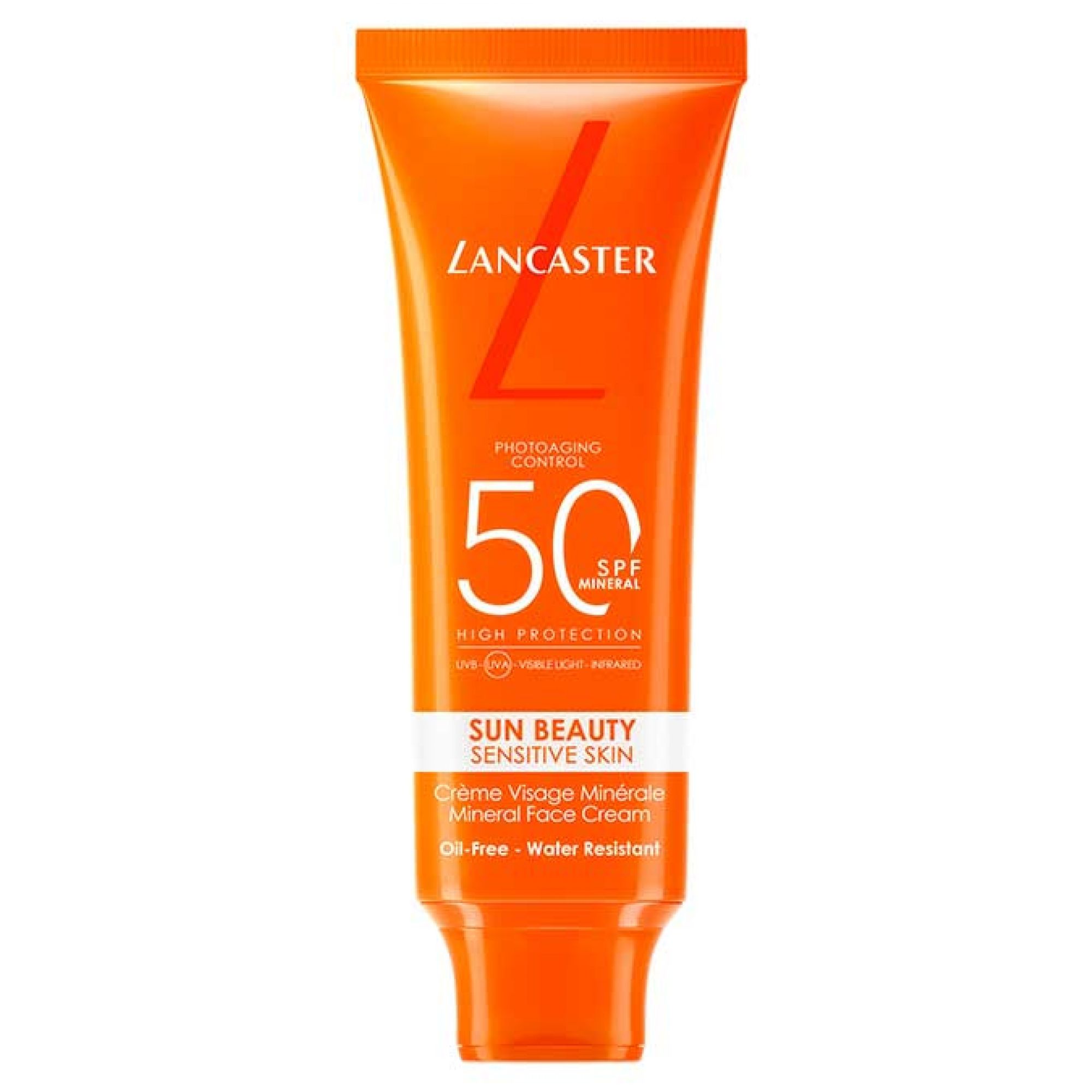 Lancaster Sun Viso Sensitive Skin Creme Mineral SPF 50 Tube.