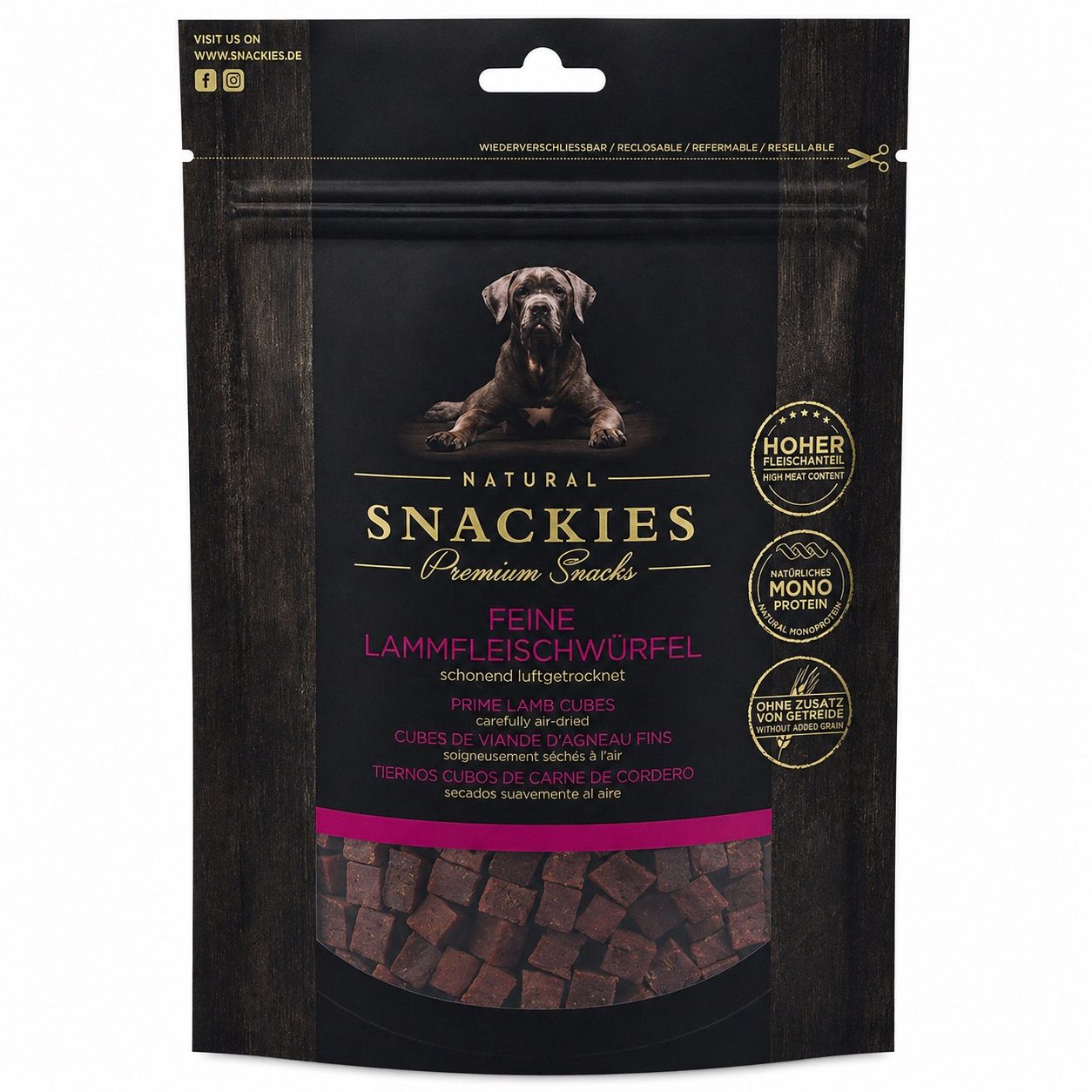 Snackies Feine Lammfleischwürfel - Single-Protein Snack für Hunde 80 g Futter