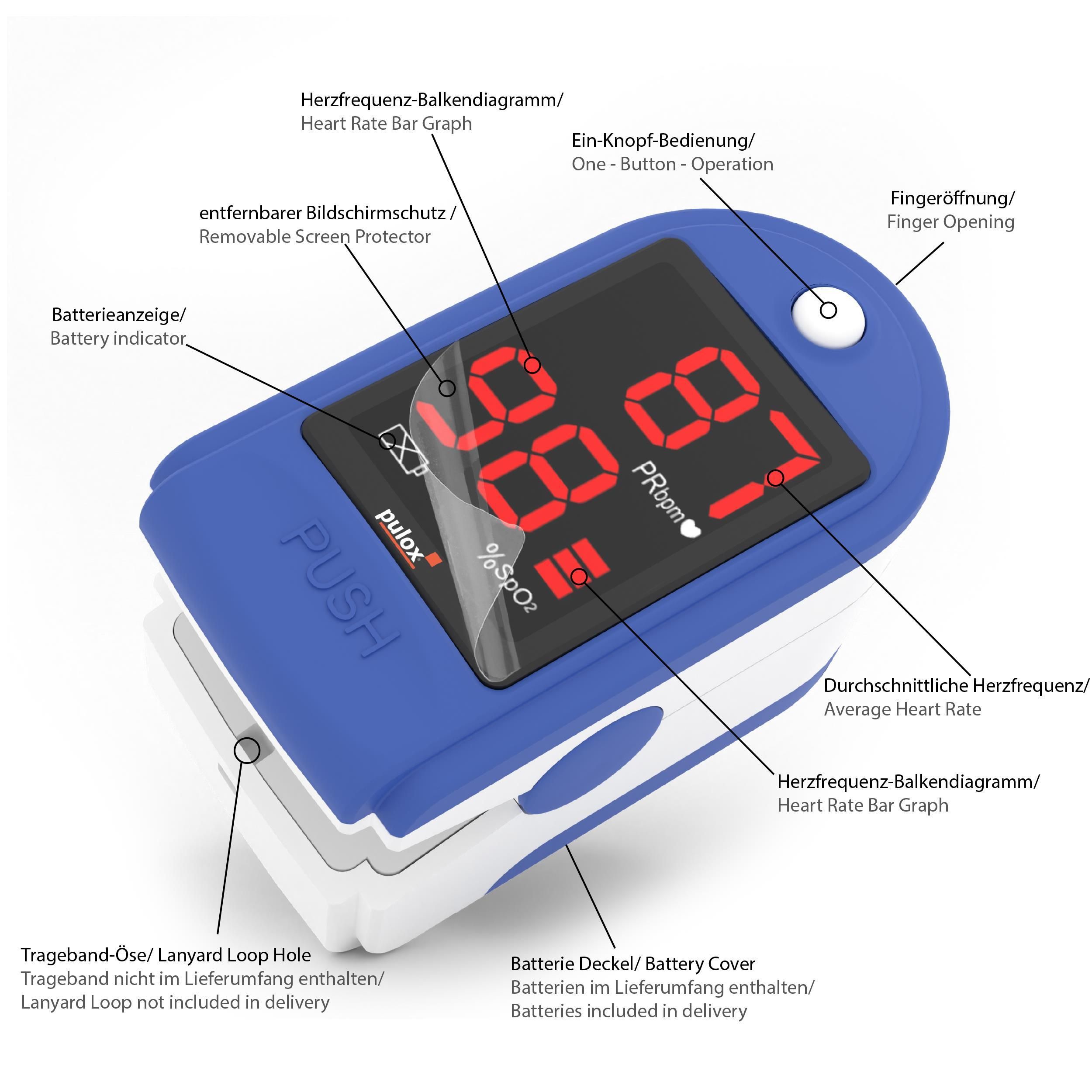 Pulox PO-100 Solo - Finger-Pulsoximeter - Blau