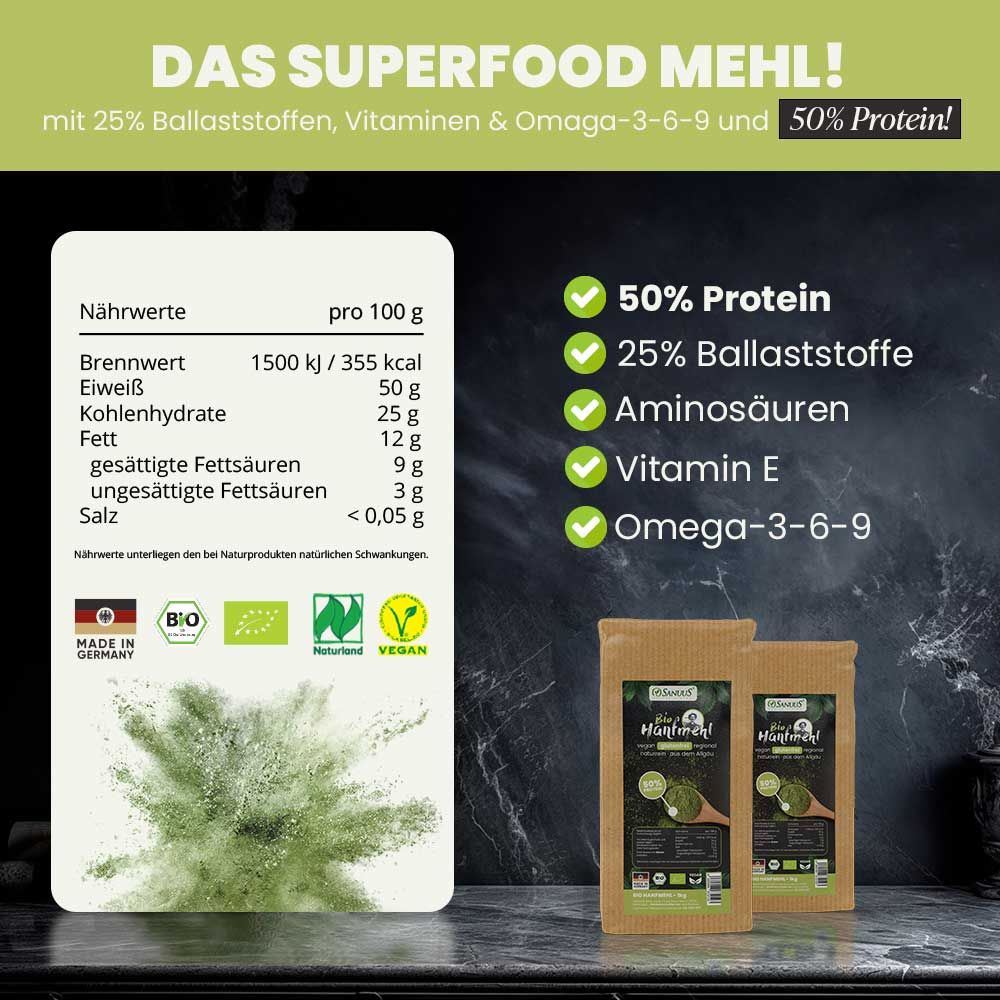 SANUUS Bio Hanfmehl 1kg / Hanfprotein 50% 1000 G - Shop Apotheke