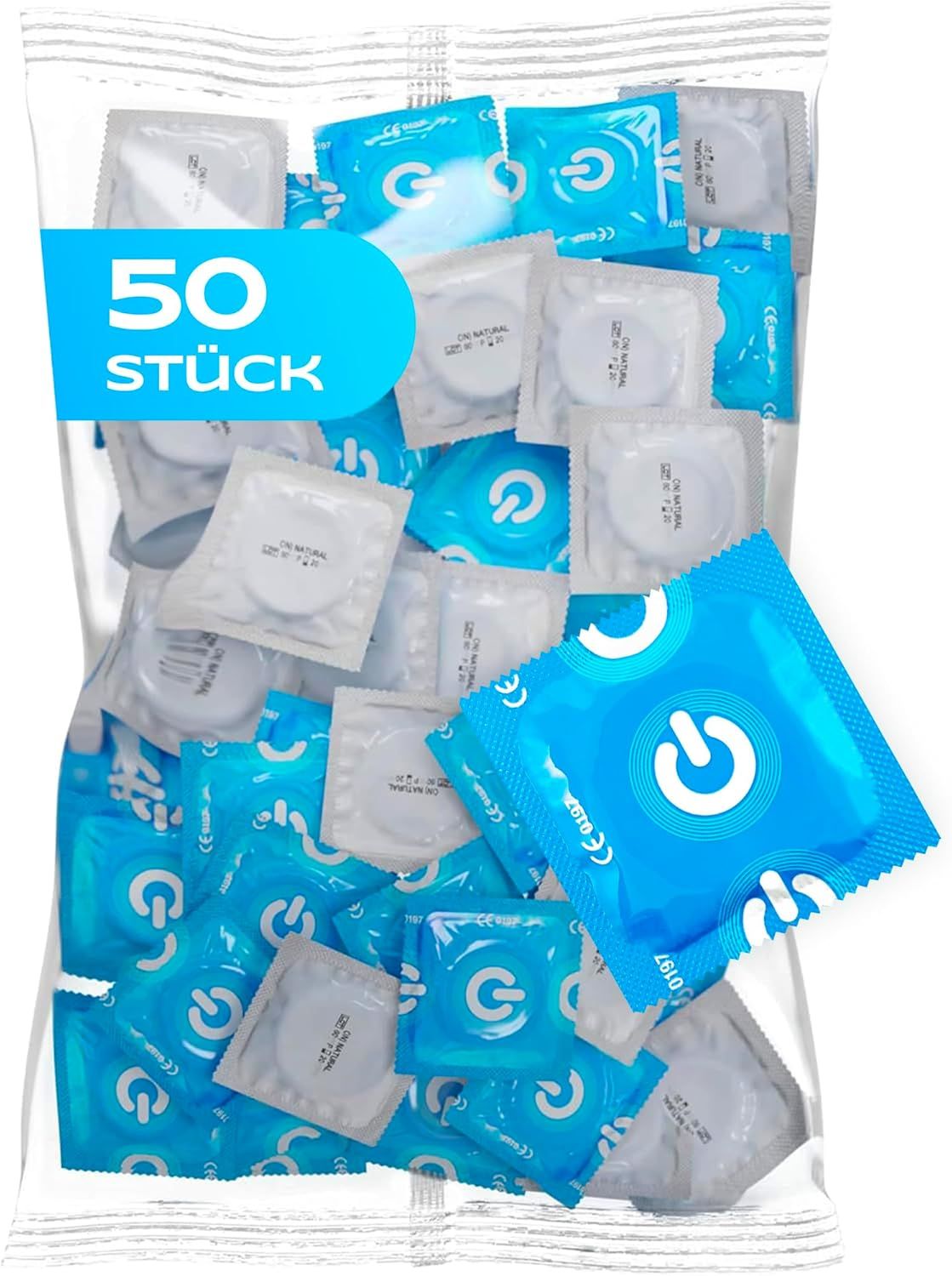 50 Stück Kondome in einer Packung.